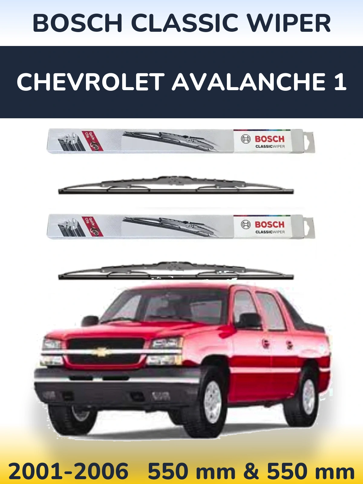 Комплект передних дворников BOSCH Classic Wiper 550 & 550 мм для Chevrolet Avalanche 1 2001-2006