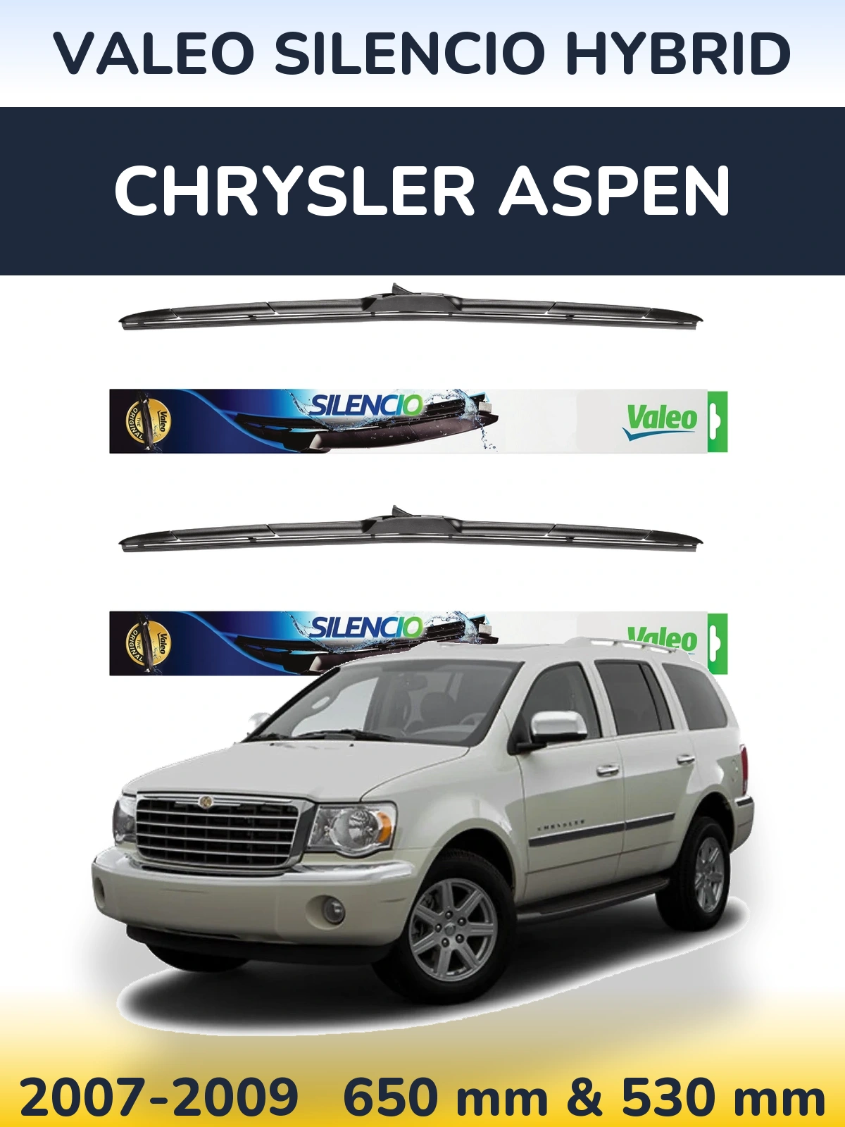 Комплект передних дворников Valeo Silencio Hybrid 650 & 530 мм для Chrysler Aspen 2007-2009
