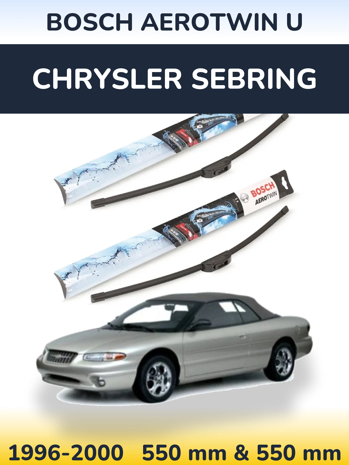 Комплект передніх щіток BOSCH AeroTwin U 550 & 550 мм для Chrysler Sebring 1996-2000