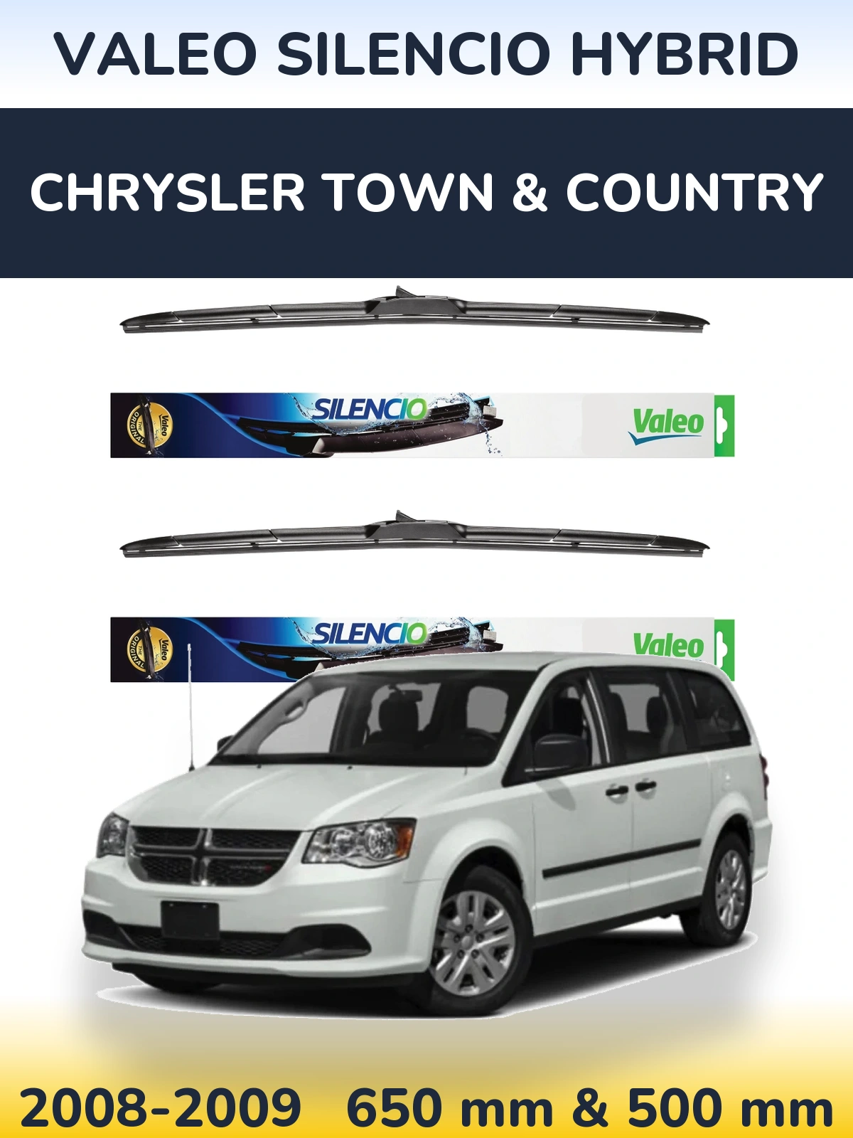 Ștergătoare Valeo Silencio Hybrid pentru Chrysler Town & Country