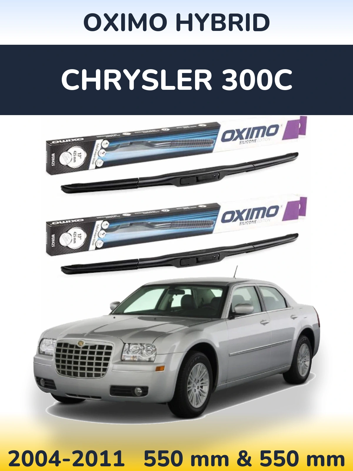 Комплект передних дворников Oximo Hybrid 550 & 550 мм для Chrysler 300C 2004-2011