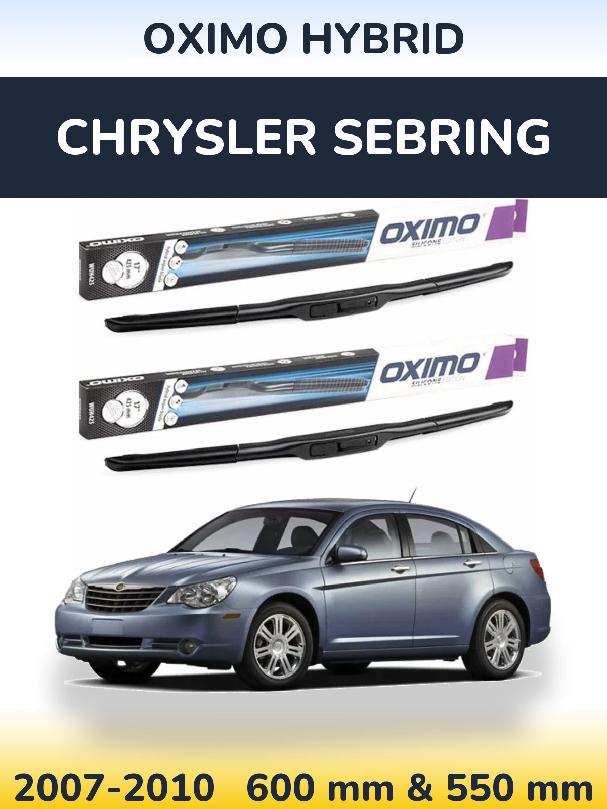 Комплект передних дворников Oximo Hybrid 600 & 550 мм для Chrysler Sebring 2007-2010