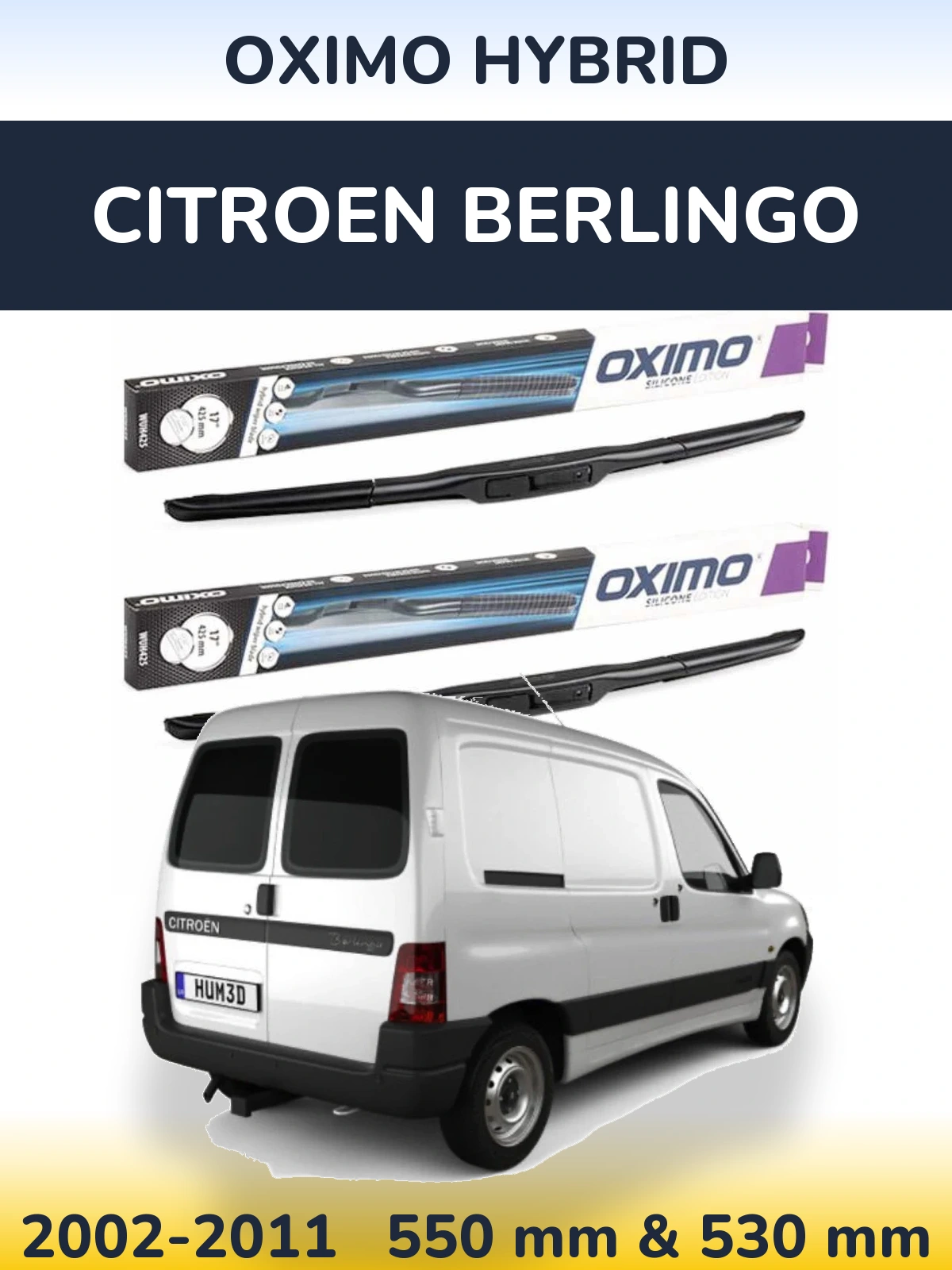 Комплект передних дворников Oximo Hybrid 550 & 530 мм для Citroen Berlingo 2002-2011