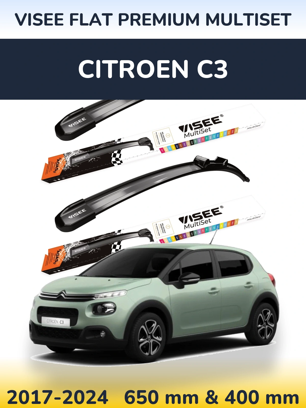 Ștergătoare VISEE FLAT PREMIUM MultiSet pentru Citroen C3