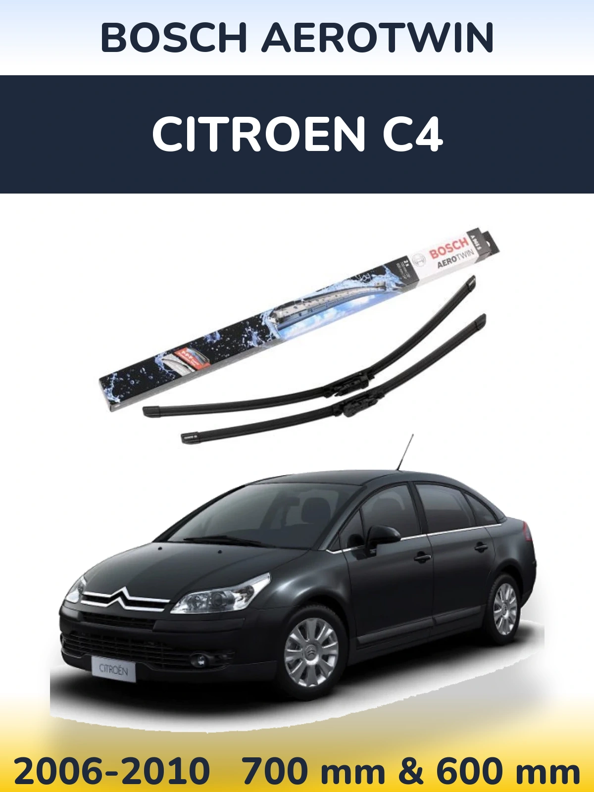 Комплект передних дворников BOSCH AeroTwin 700 & 600 мм для Citroen C4 2006-2010