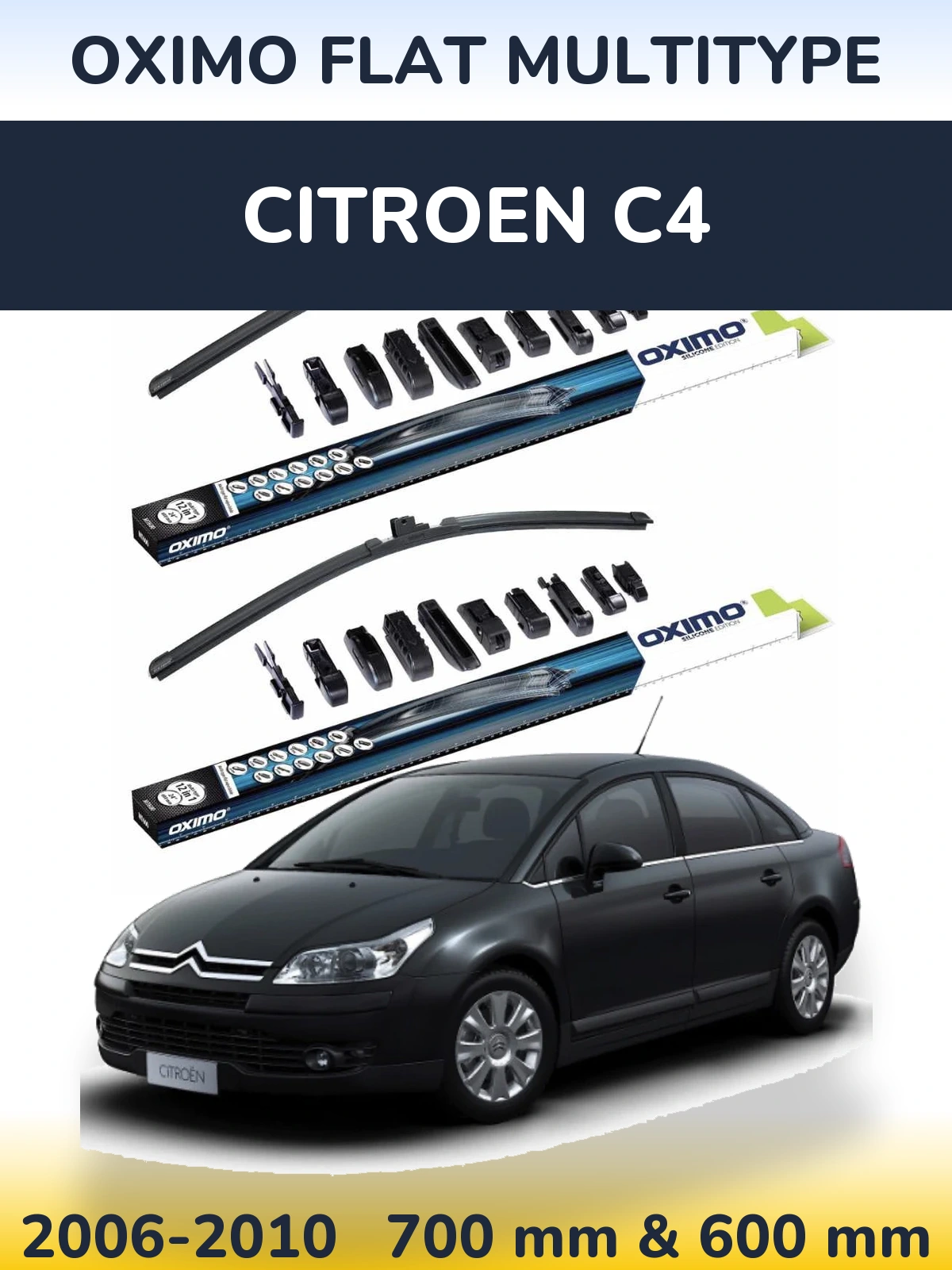 Комплект передних дворников Oximo Flat MultiТипe 700 & 600 мм для Citroen C4 2006-2010
