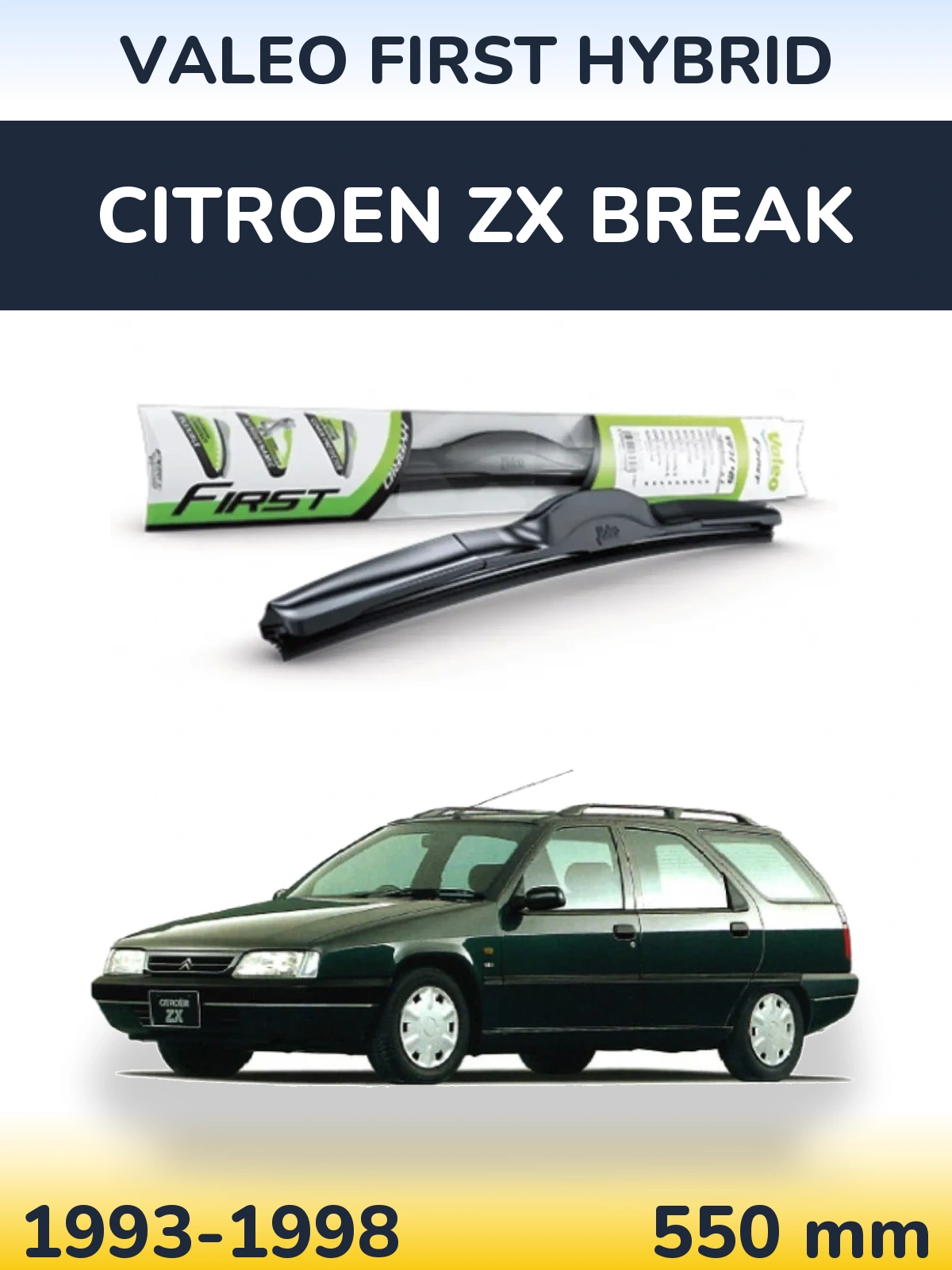 Передний дворник Valeo First Hybrid 550 мм для Citroen ZX Break 1993-1998