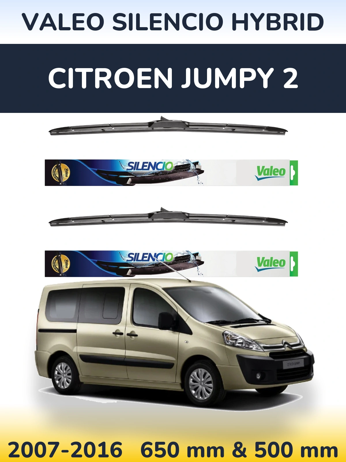 Ștergătoare Valeo Silencio Hybrid pentru Citroen Jumpy 2