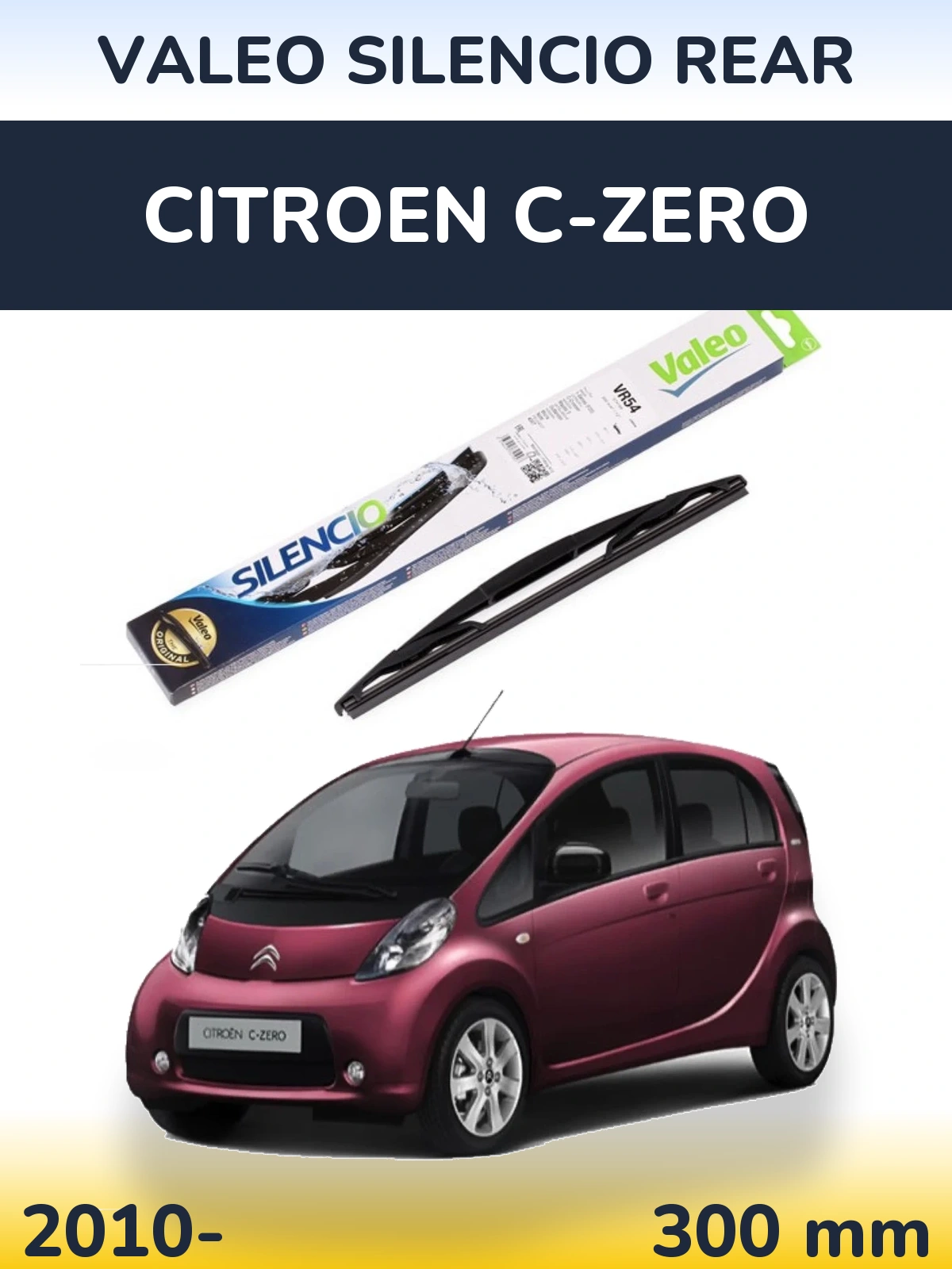 Rear wiper blade Valeo Silencio Rear 300 mm for Citroen C-Zero 2010-2026