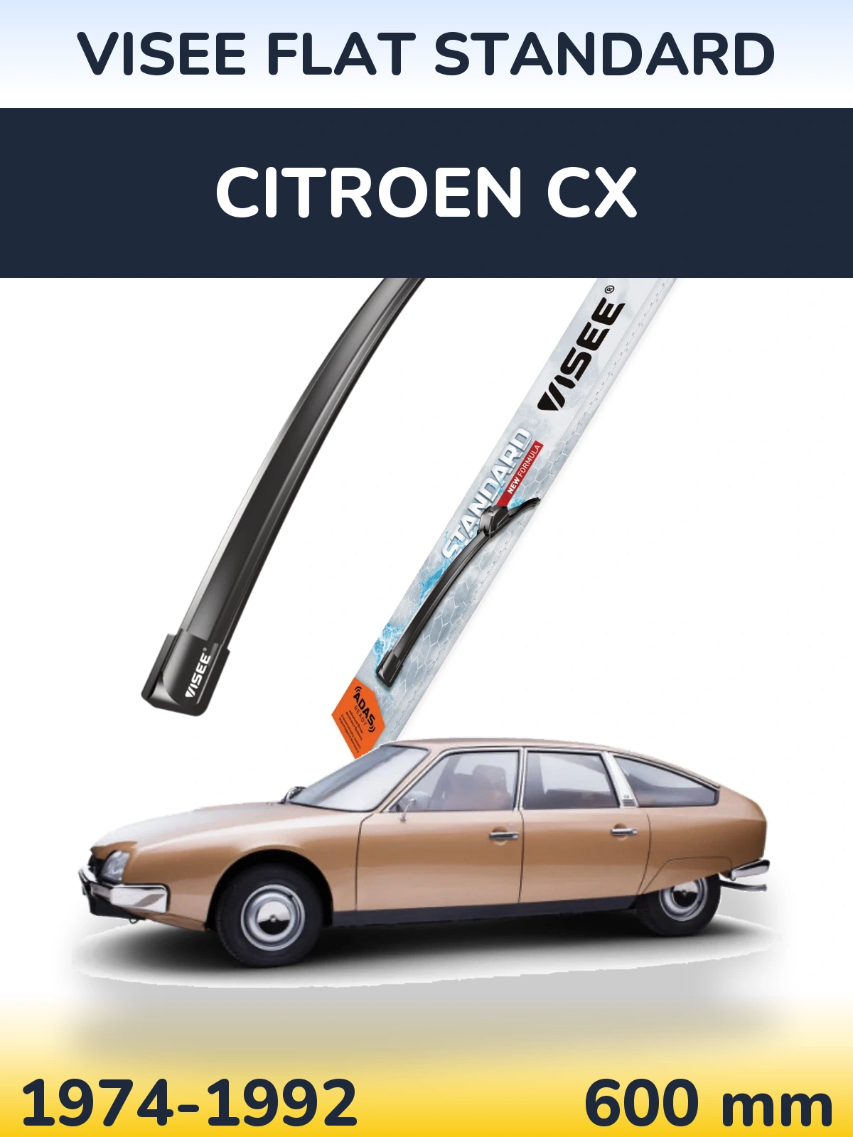 Передня щітка VISEE FLAT STANDARD 600 мм для Citroen CX 1974-1992