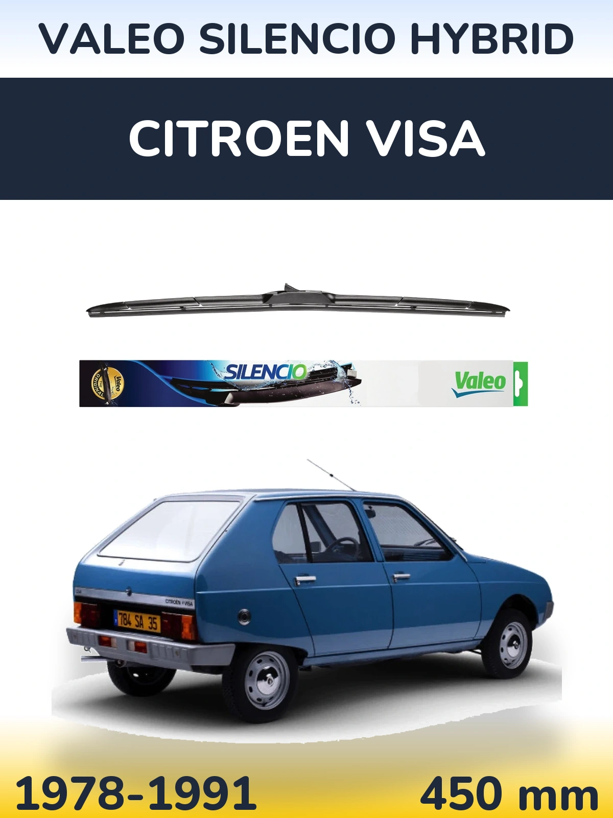 Передний дворник Valeo Silencio Hybrid 450 мм для Citroen Visa 1978-1991