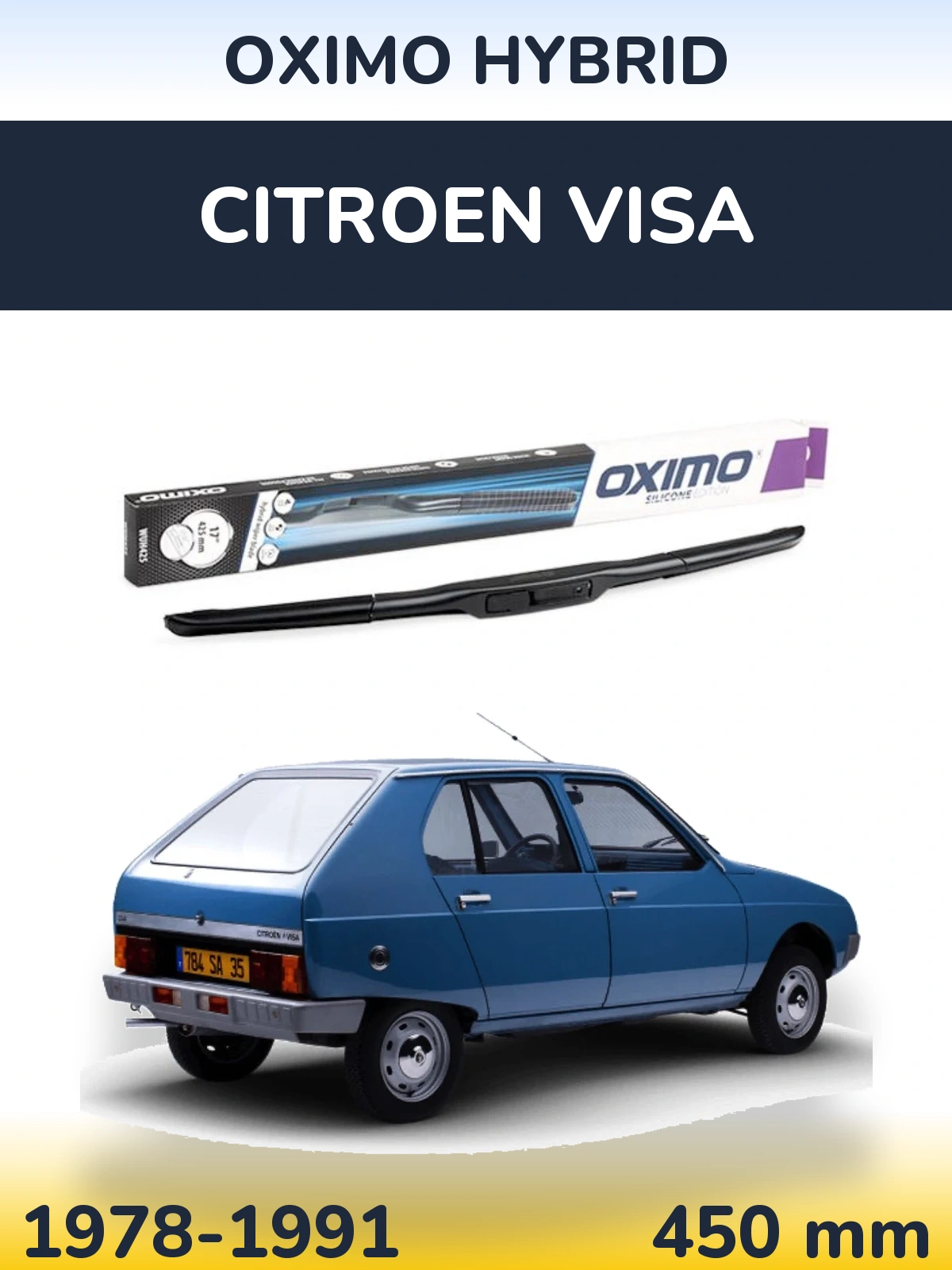 Передний дворник Oximo Hybrid 450 мм для Citroen Visa 1978-1991