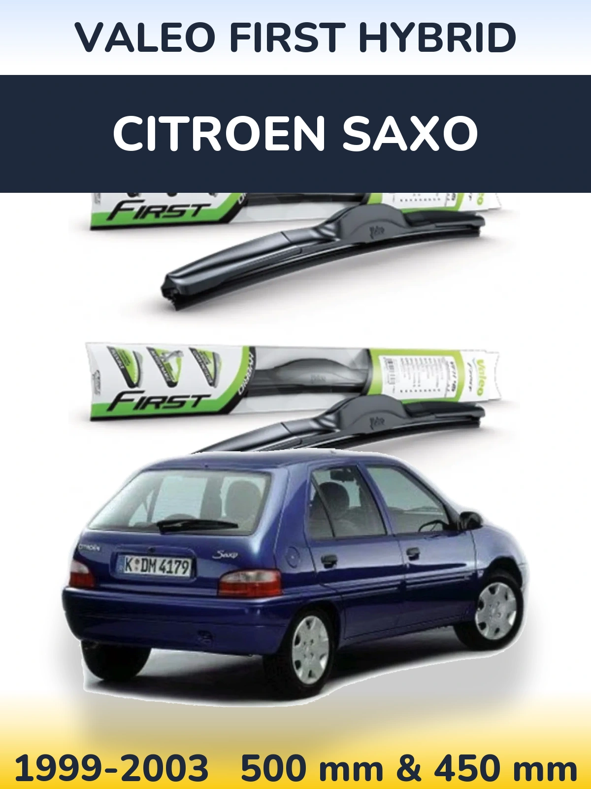 Комплект передних дворников Valeo First Hybrid 500 & 450 мм для Citroen Saxo 1999-2003