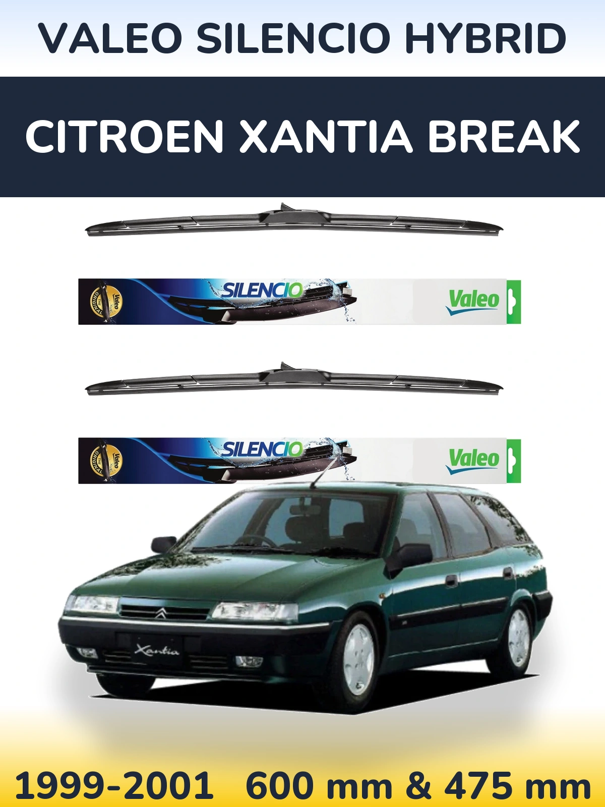 Ștergătoare Valeo Silencio Hybrid pentru Citroen Xantia Break