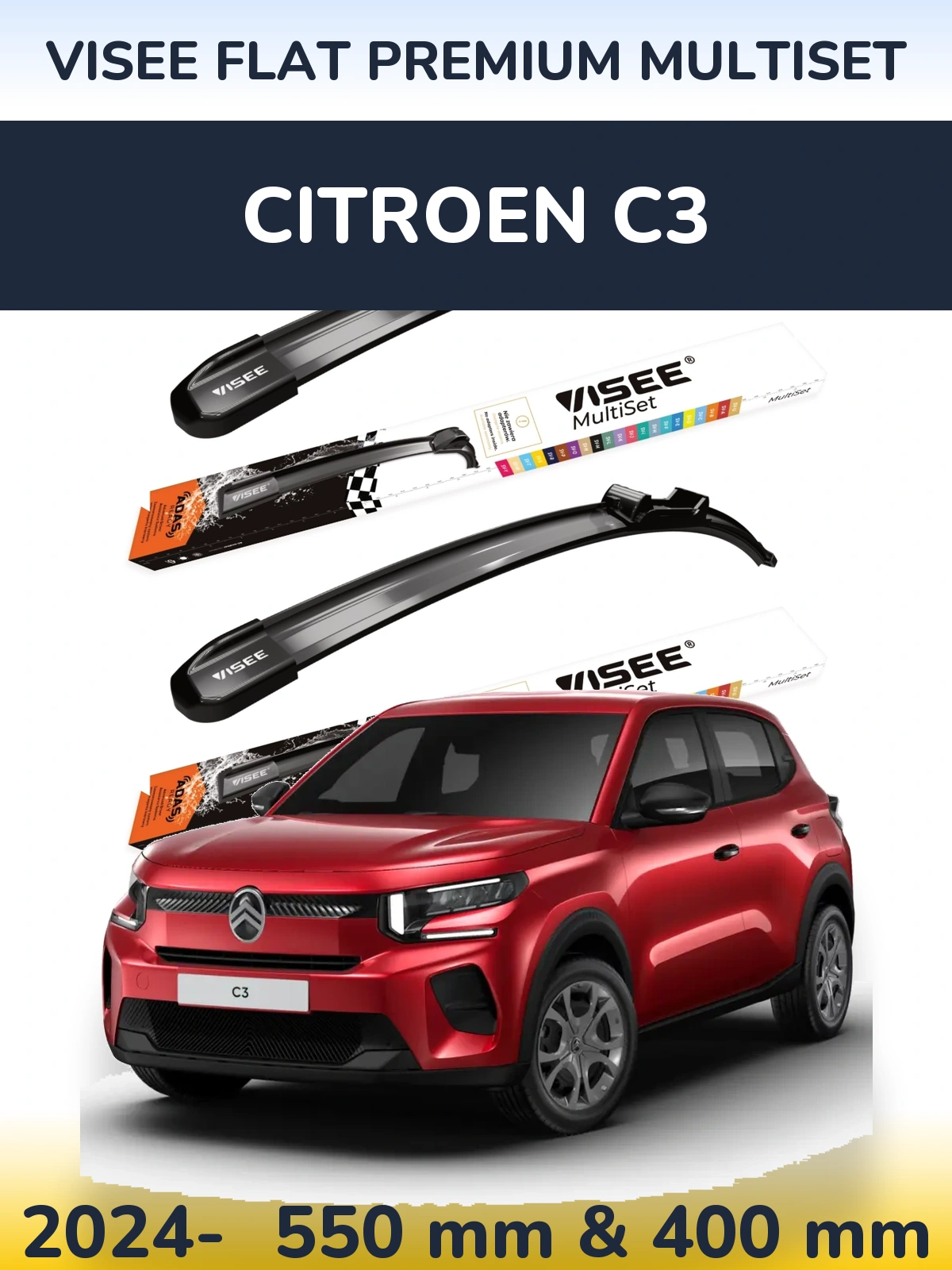 Ștergătoare VISEE FLAT PREMIUM MultiSet pentru Citroen C3