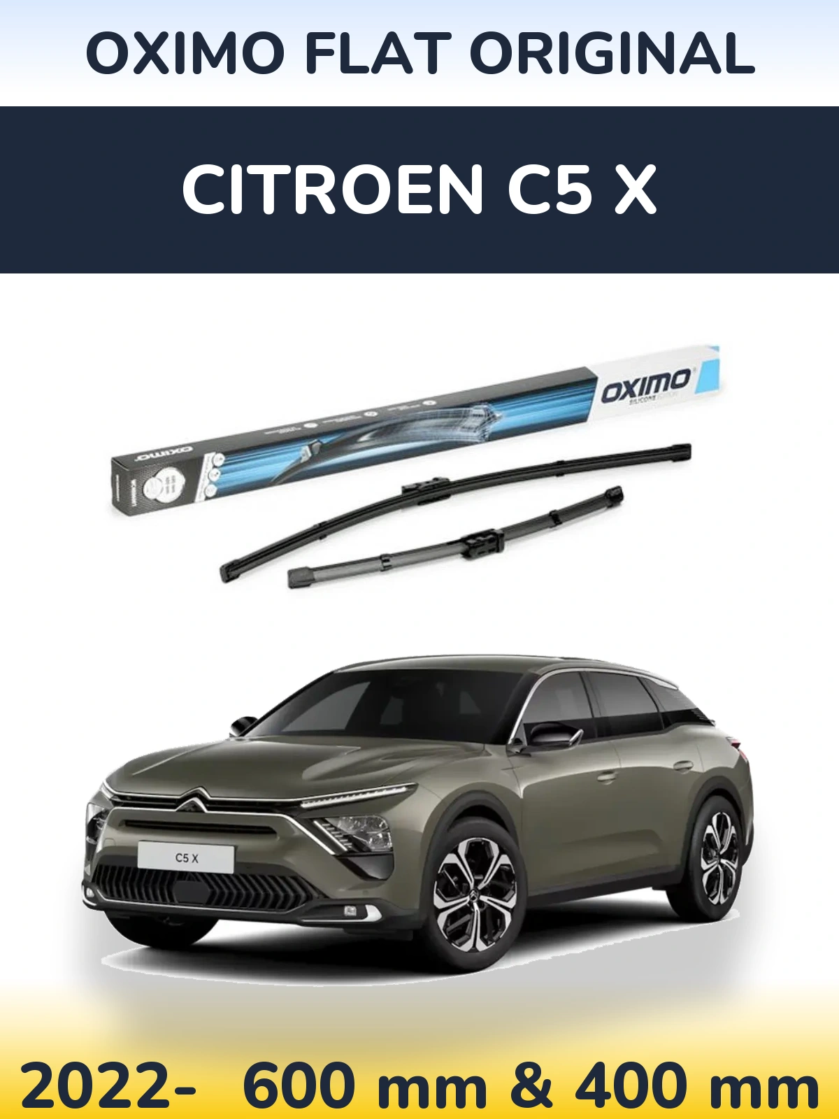 Комплект передних дворников Oximo Flat Original 600 & 400 мм для Citroen C5 X 2022-2026