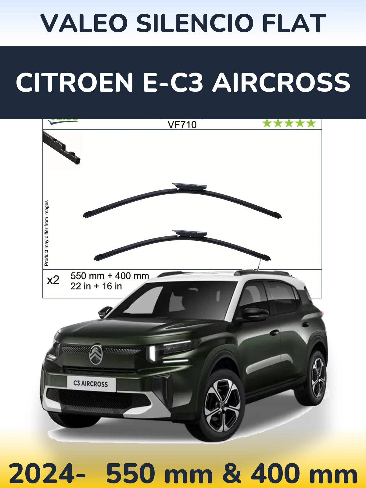 Ștergătoare Valeo Silencio Flat pentru Citroen e-C3 Aircross