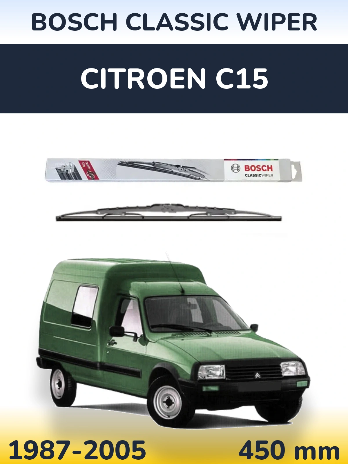 Передний дворник BOSCH Classic Wiper 450 мм для Citroen C15 1987-2005