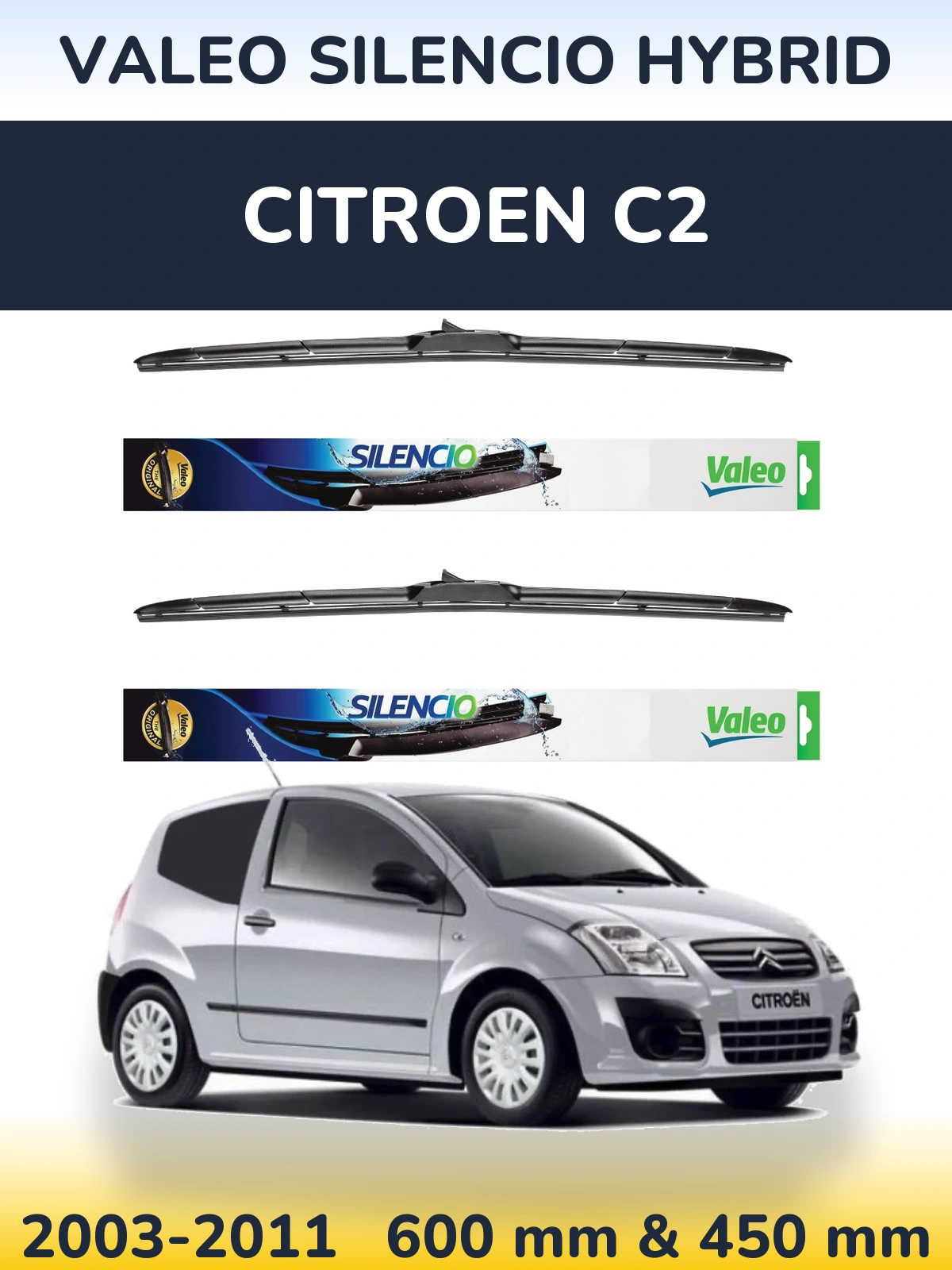 Ștergătoare Valeo Silencio Hybrid pentru Citroen C2