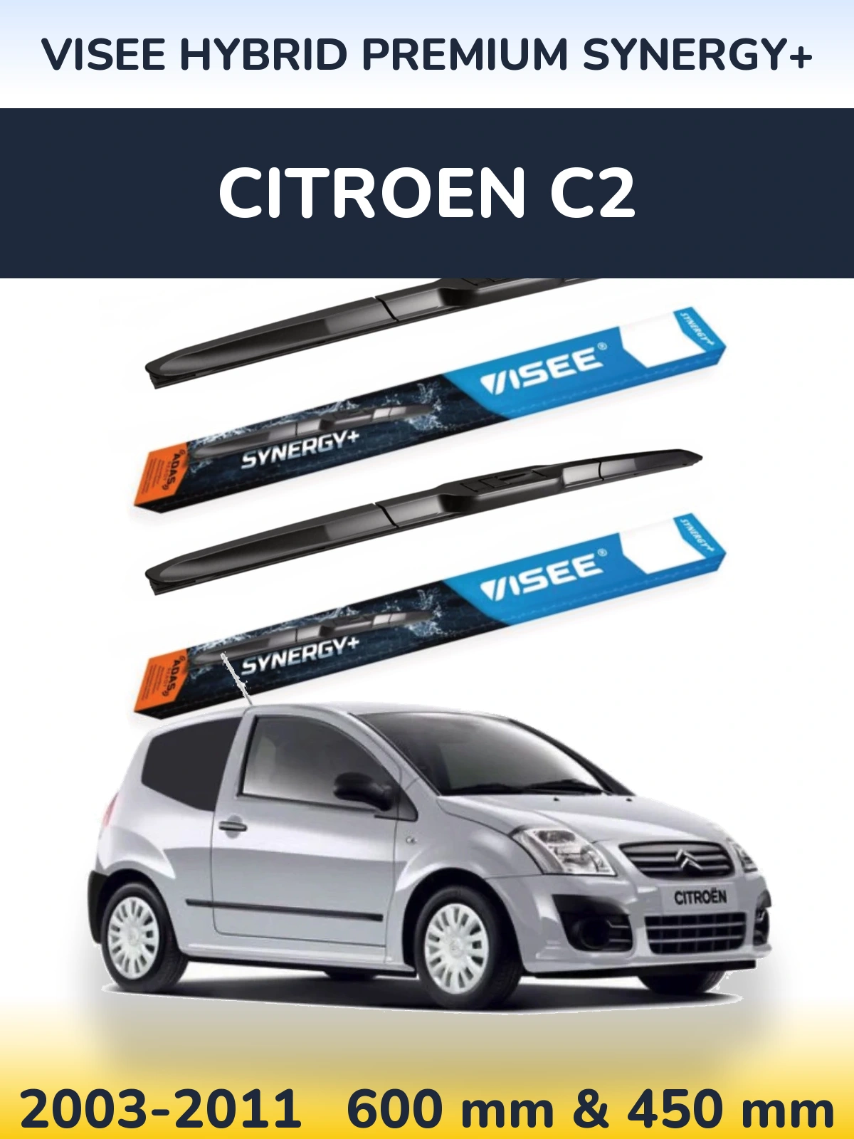 Ștergătoare VISEE HYBRID PREMIUM SYNERGY+ pentru Citroen C2