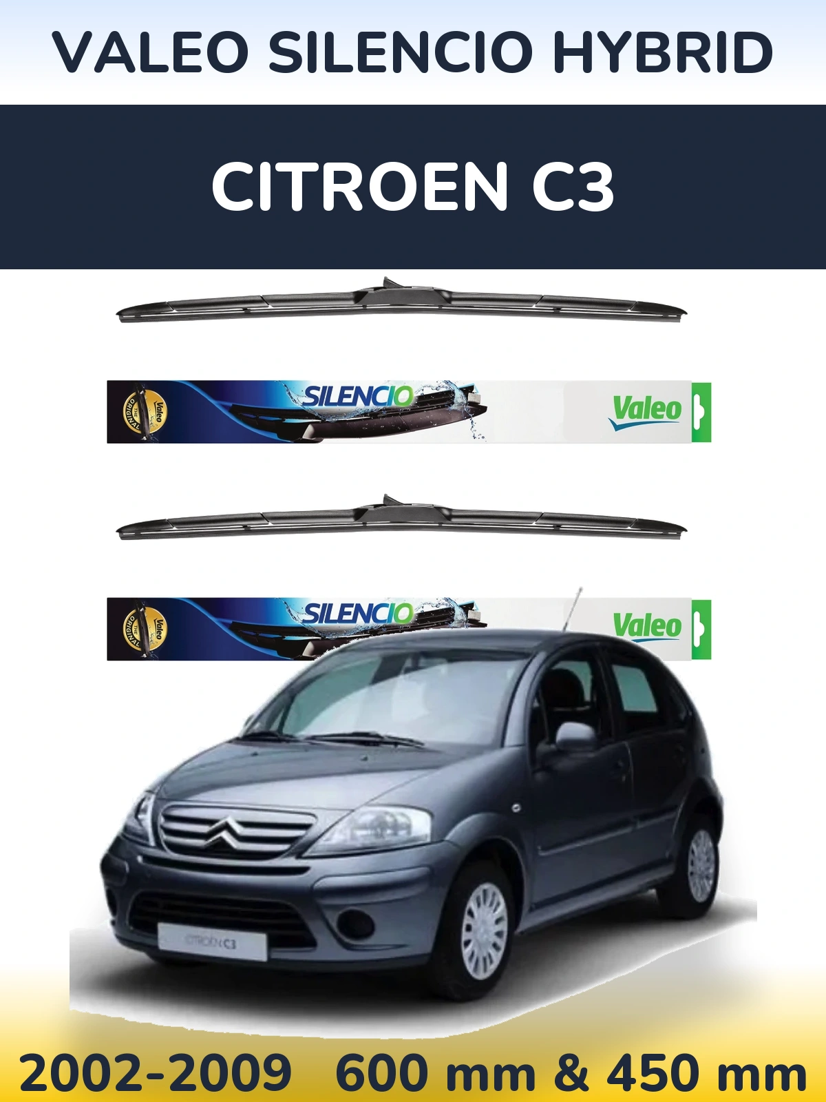 Ștergătoare Valeo Silencio Hybrid pentru Citroen C3