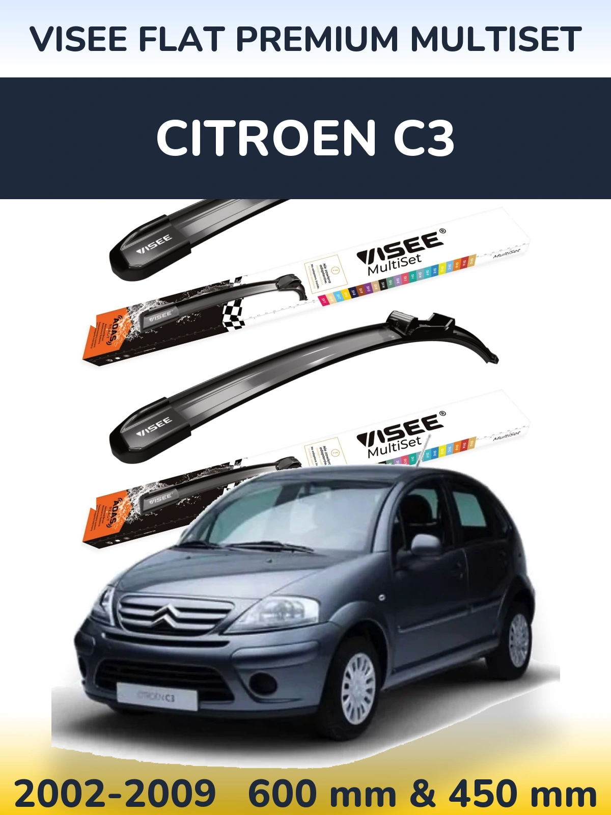 Ștergătoare VISEE FLAT PREMIUM MultiSet pentru Citroen C3