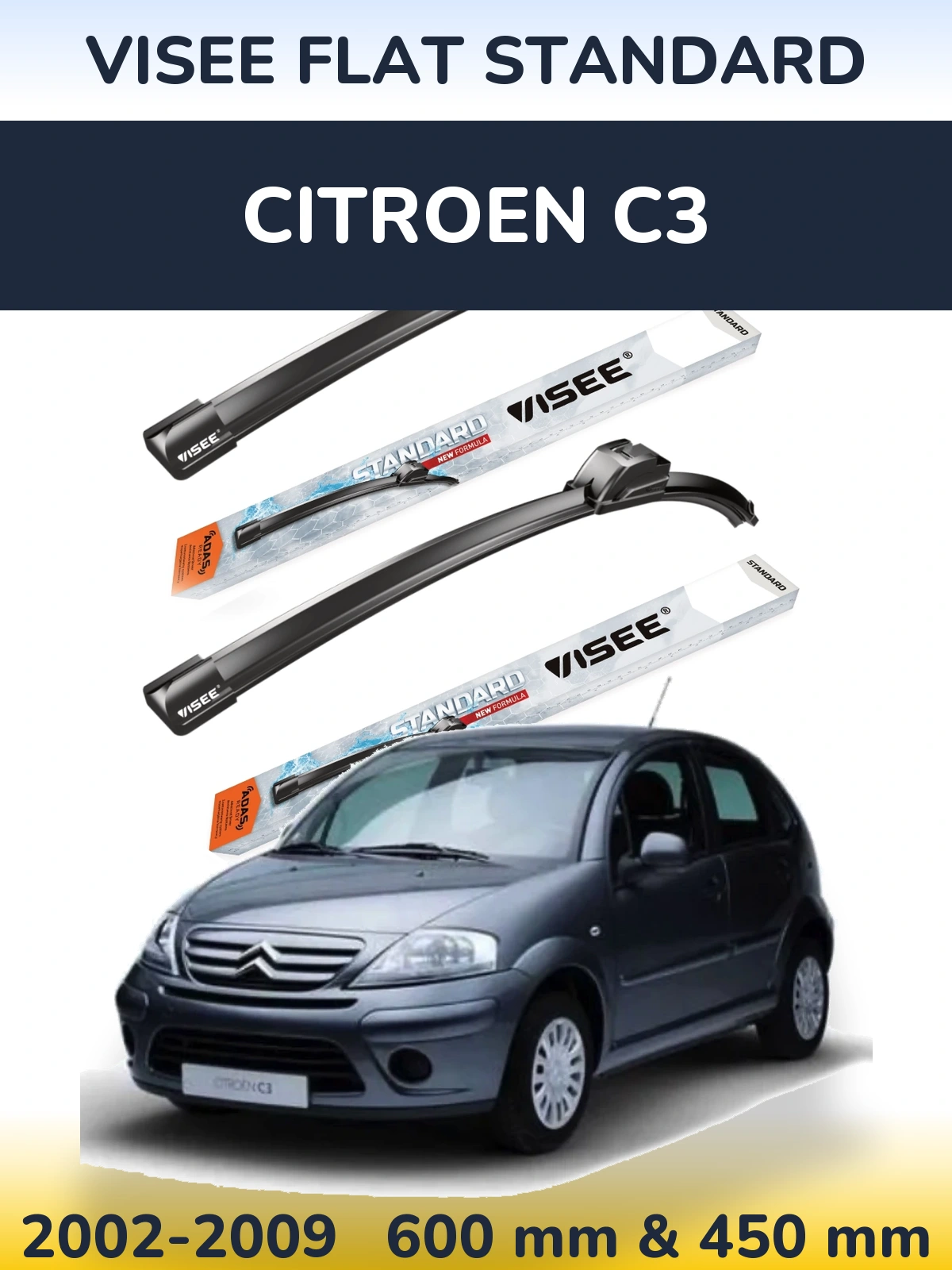 Ștergătoare VISEE FLAT STANDARD pentru Citroen C3