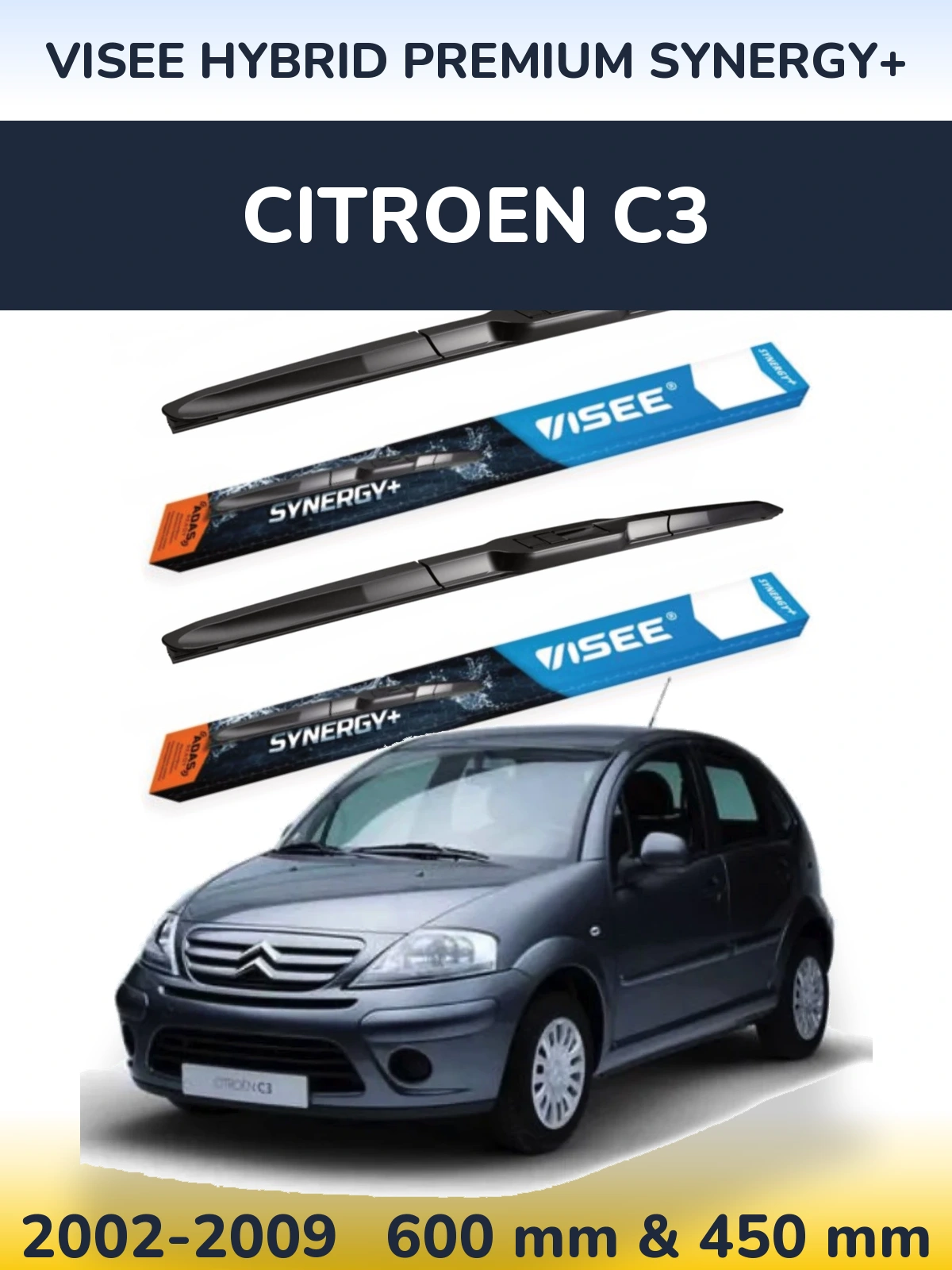 Ștergătoare VISEE HYBRID PREMIUM SYNERGY+ pentru Citroen C3