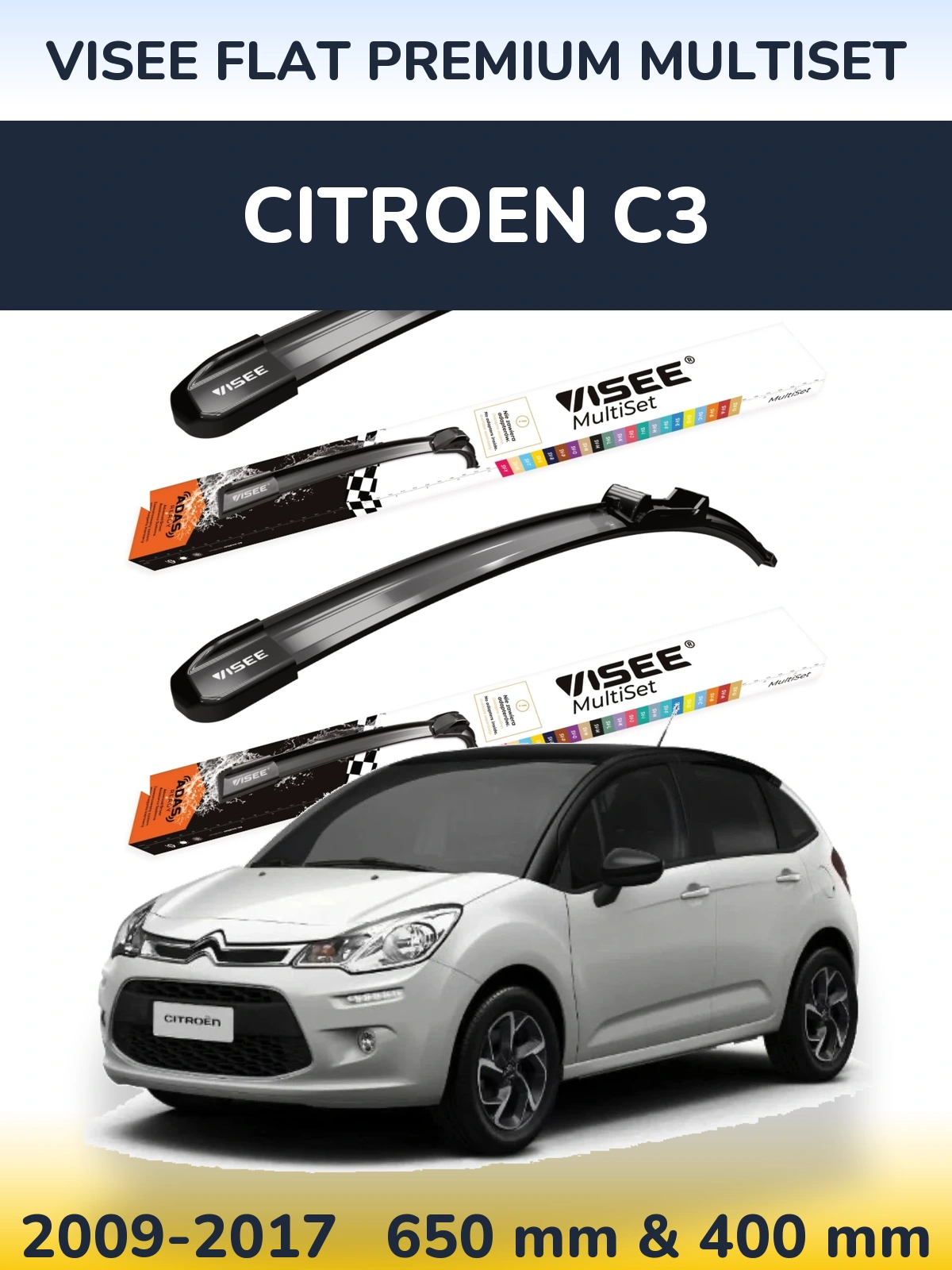 Ștergătoare VISEE FLAT PREMIUM MultiSet pentru Citroen C3