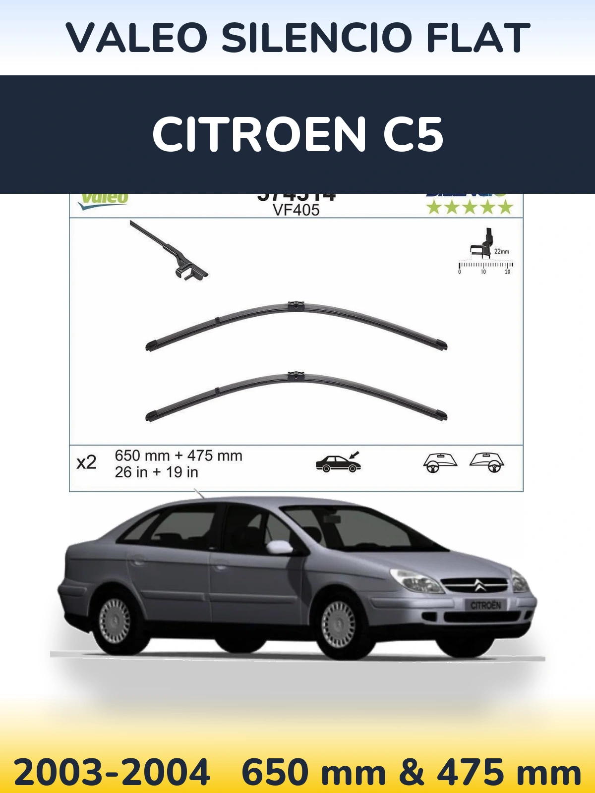 Ștergătoare Valeo Silencio Flat pentru Citroen C5