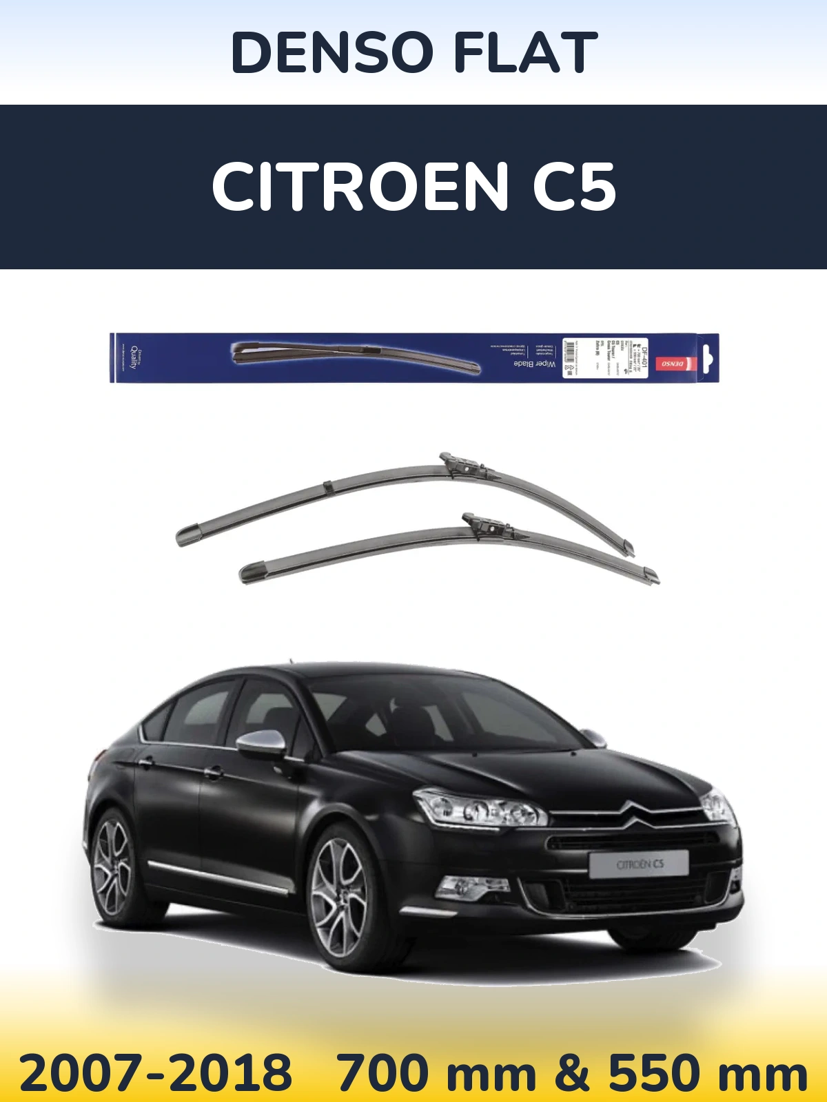 Front wiper blade set Denso Flat 700 & 550 mm for Citroen C5 2007-2018