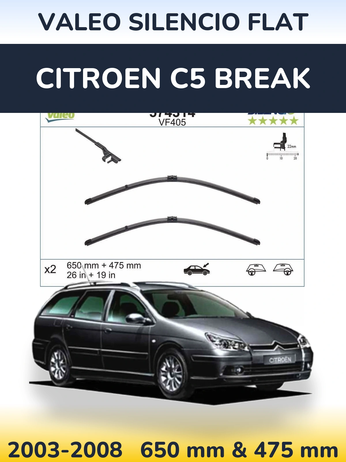 Ștergătoare Valeo Silencio Flat pentru Citroen C5 Break