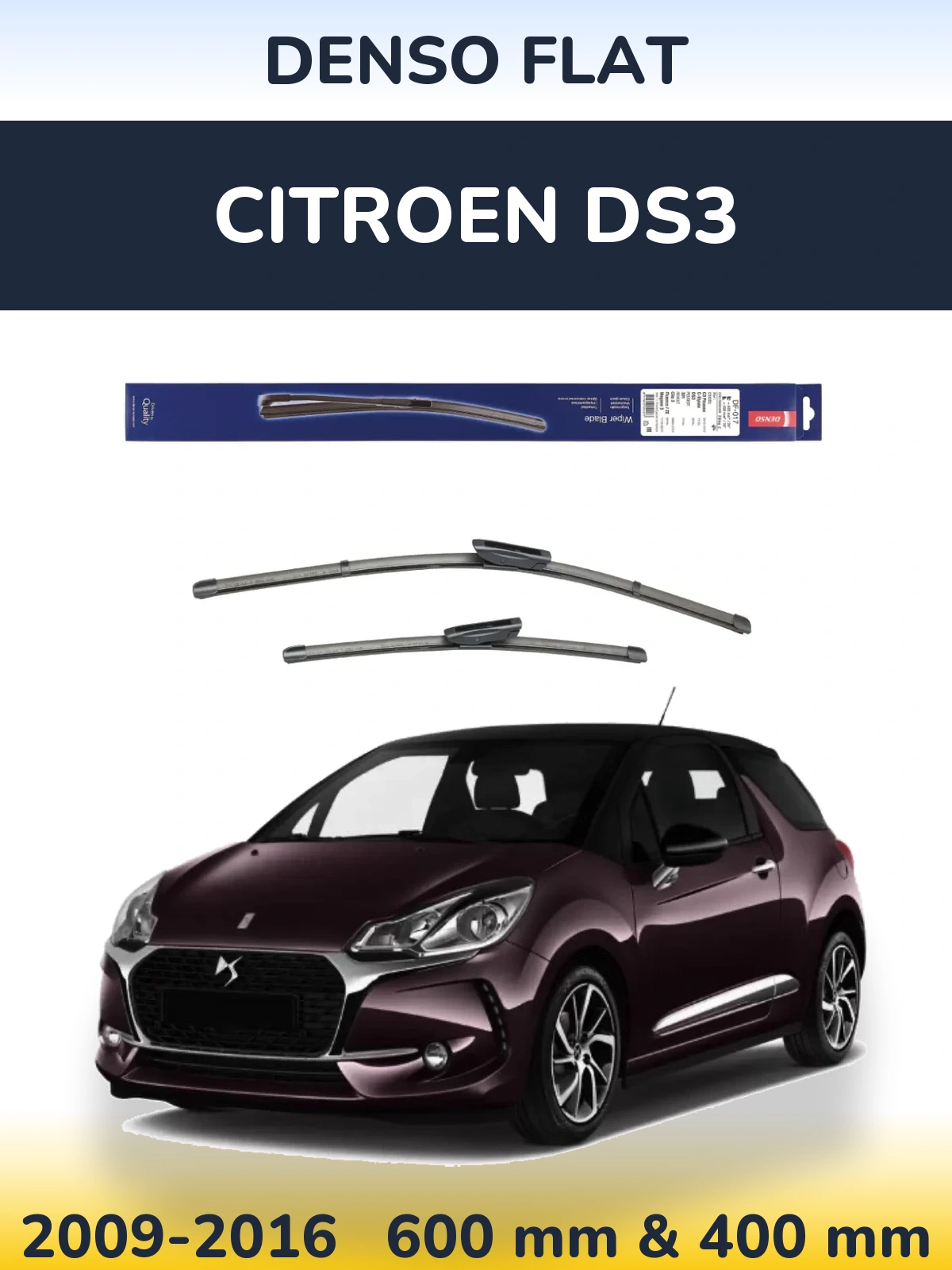 Комплект передних дворников Denso Flat 600 & 400 мм для Citroen DS3 2009-2016
