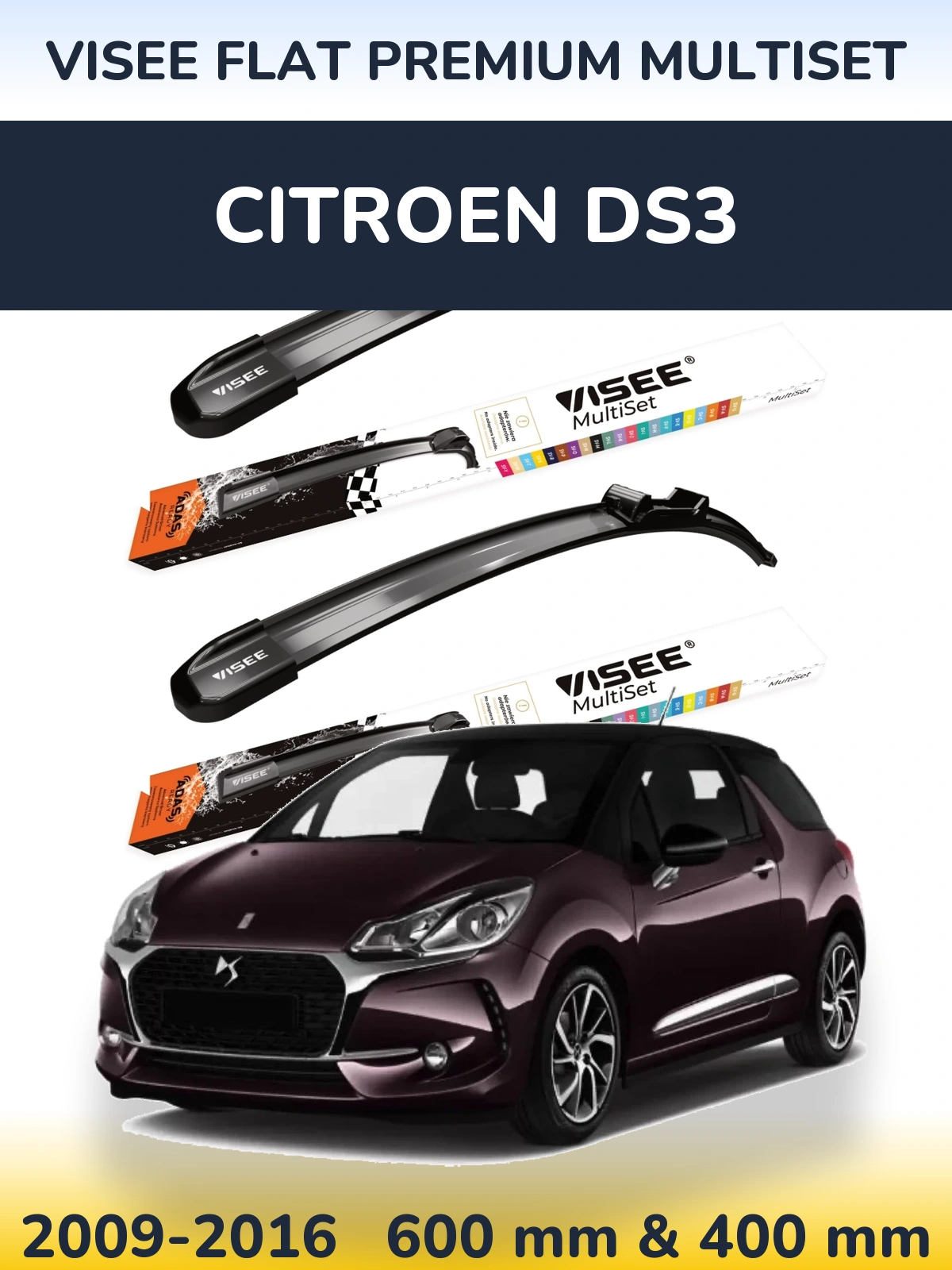 Ștergătoare VISEE FLAT PREMIUM MultiSet pentru Citroen DS3