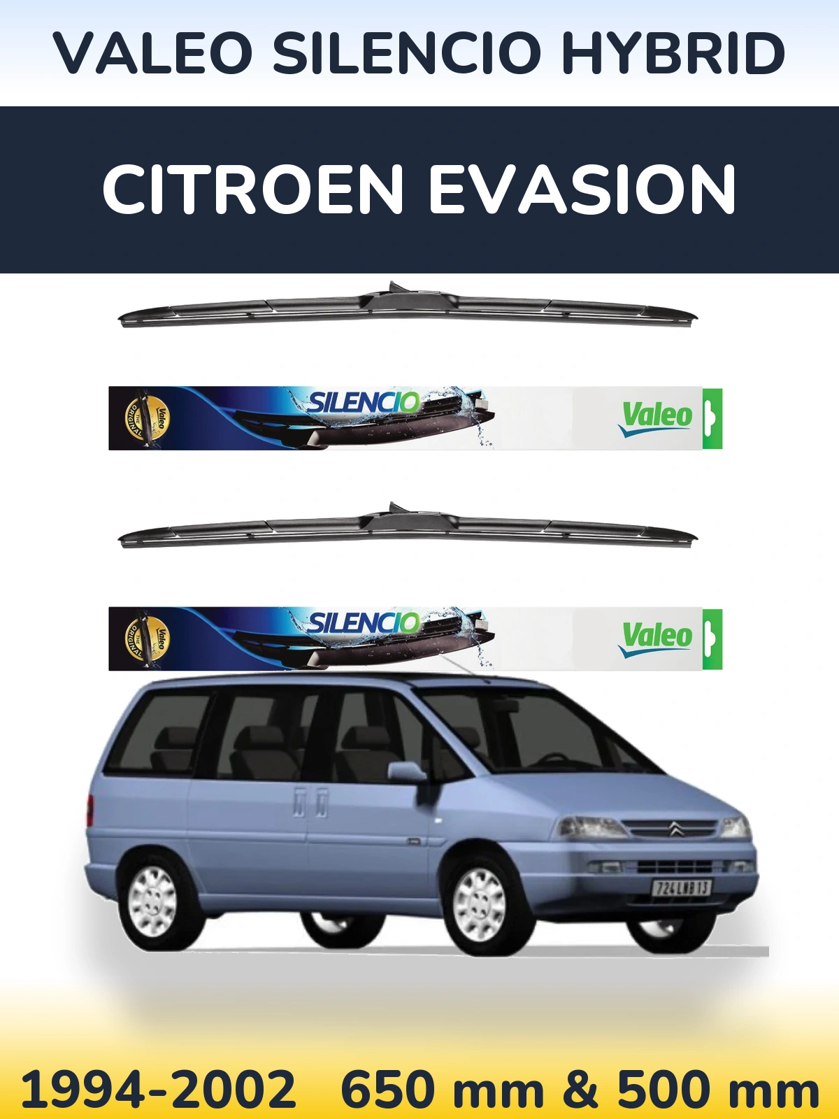 Ștergătoare Valeo Silencio Hybrid pentru Citroen Evasion