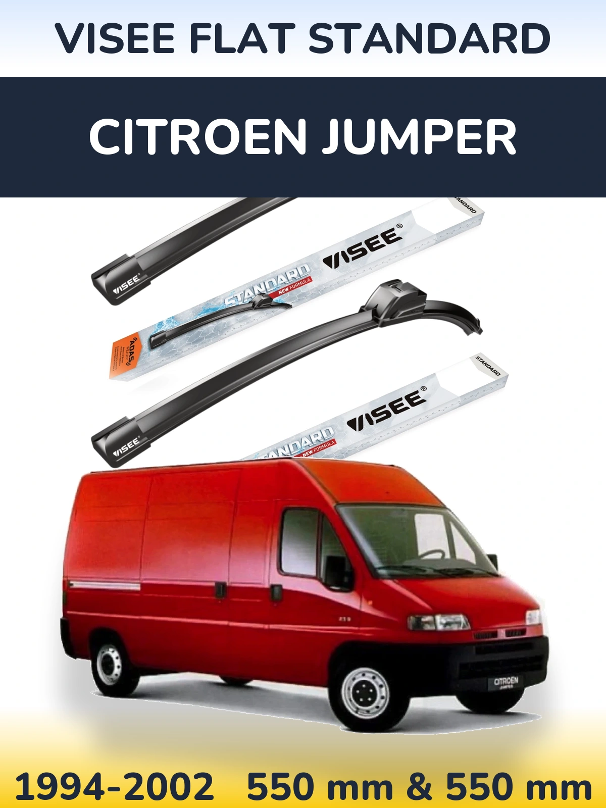 Комплект передних дворников VISEE FLAT STANDARD 550 & 550 мм для Citroen Jumper 1994-2002