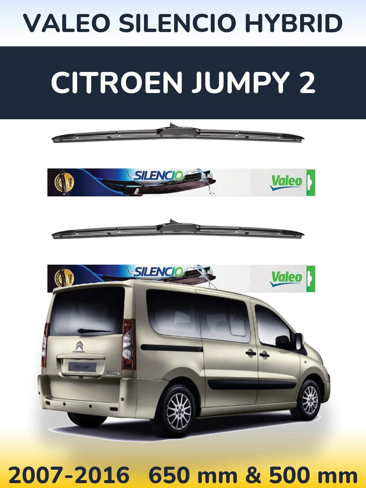 Ștergătoare Valeo Silencio Hybrid pentru Citroen Jumpy 2