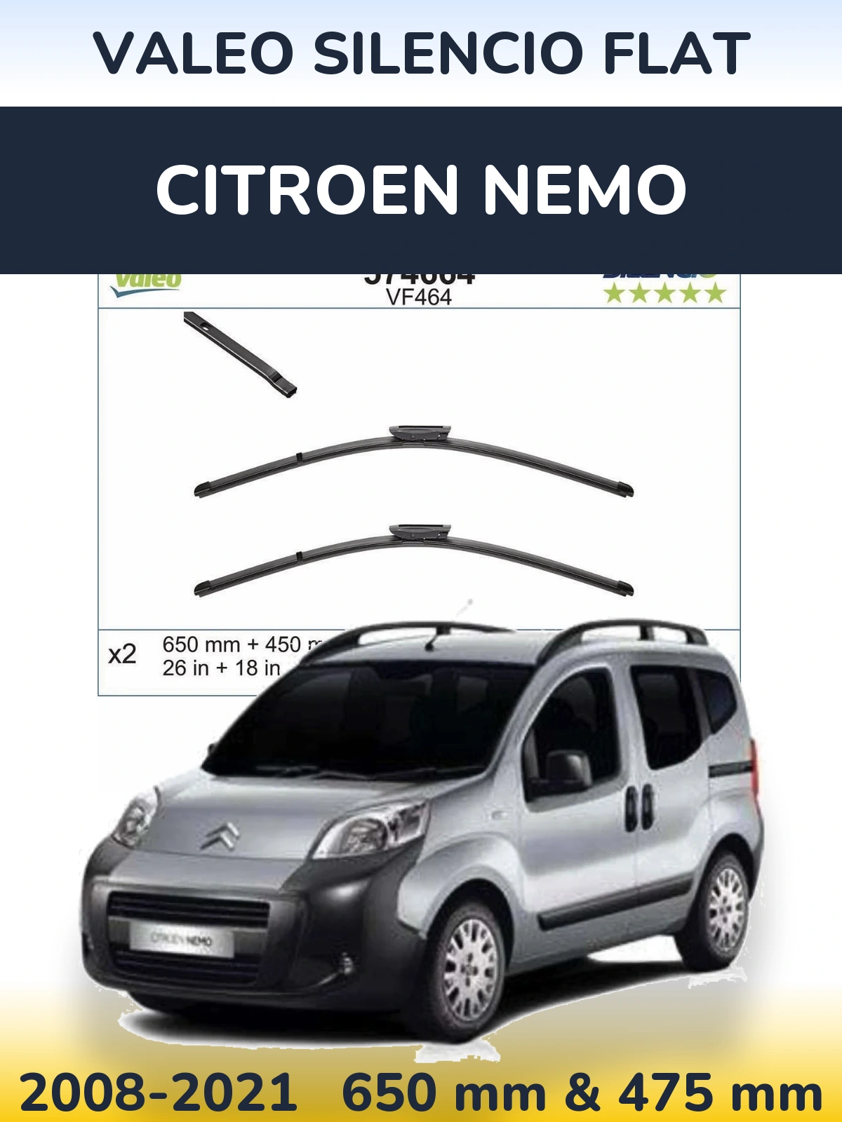 Ștergătoare Valeo Silencio Flat pentru Citroen Nemo