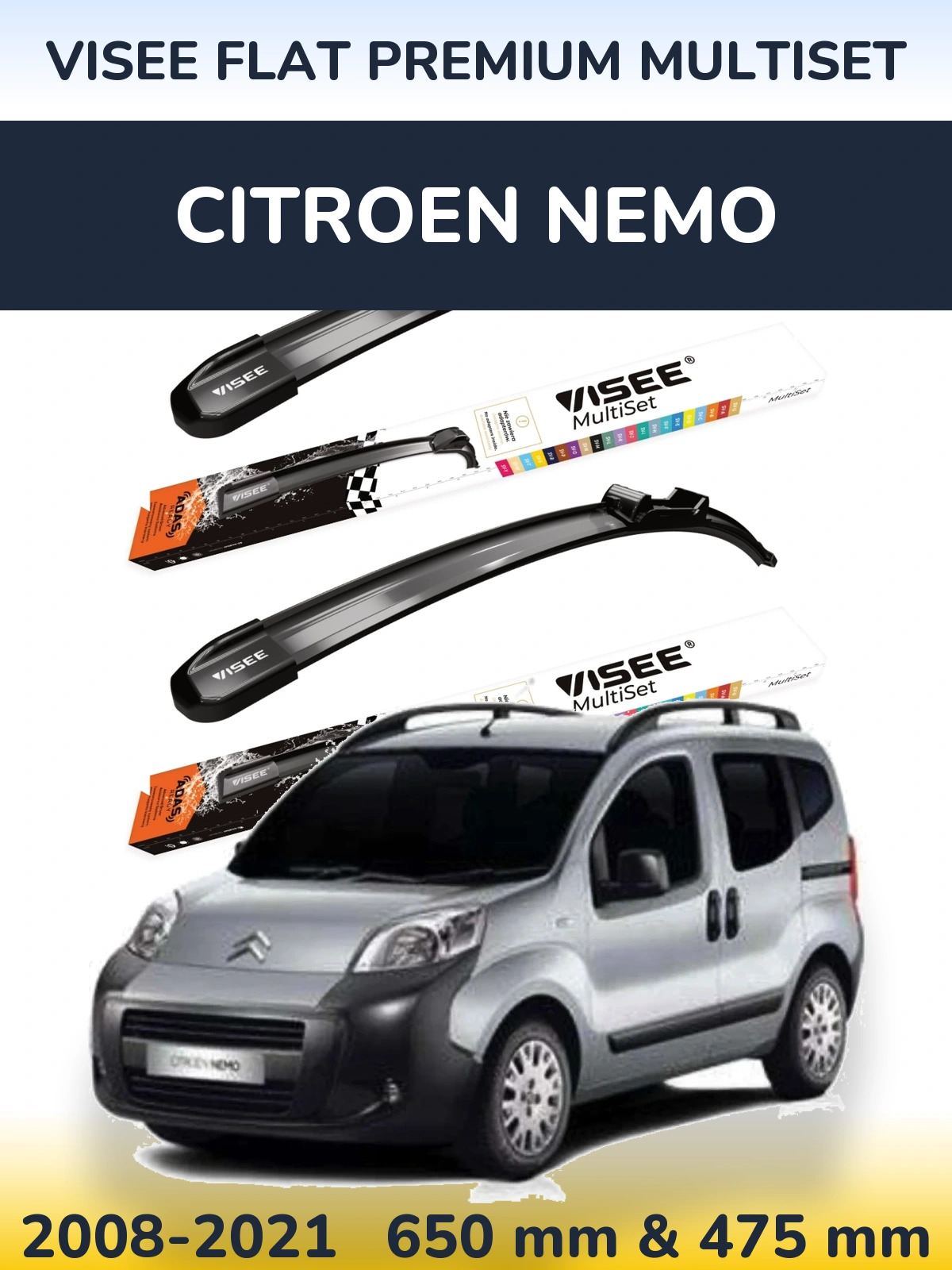 Ștergătoare VISEE FLAT PREMIUM MultiSet pentru Citroen Nemo