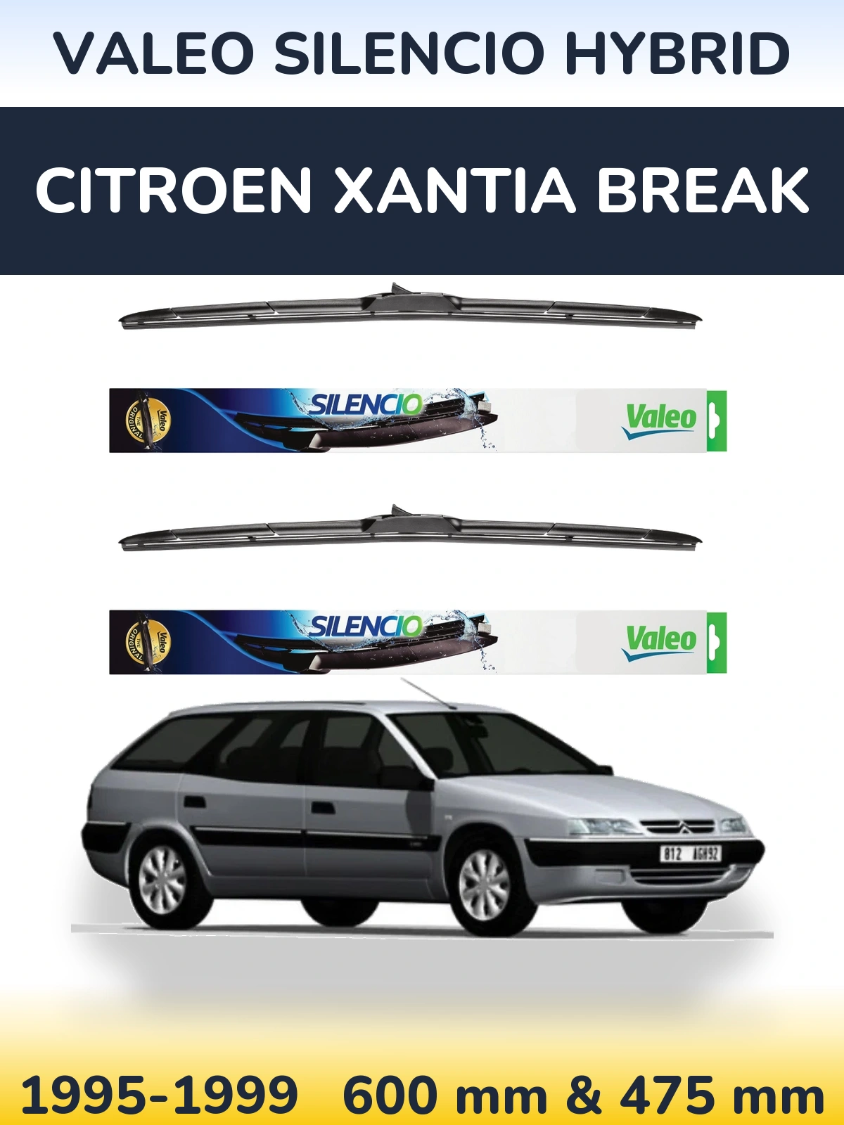Ștergătoare Valeo Silencio Hybrid pentru Citroen Xantia Break