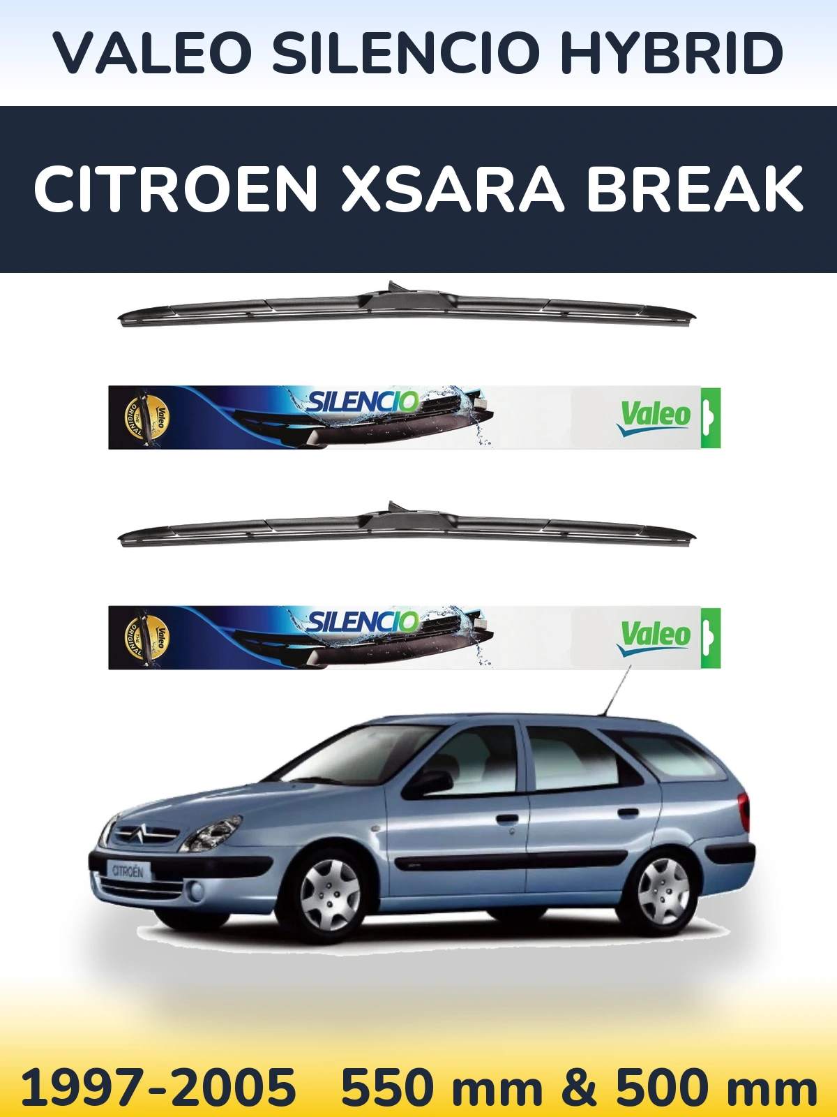 Ștergătoare Valeo Silencio Hybrid pentru Citroen Xsara Break