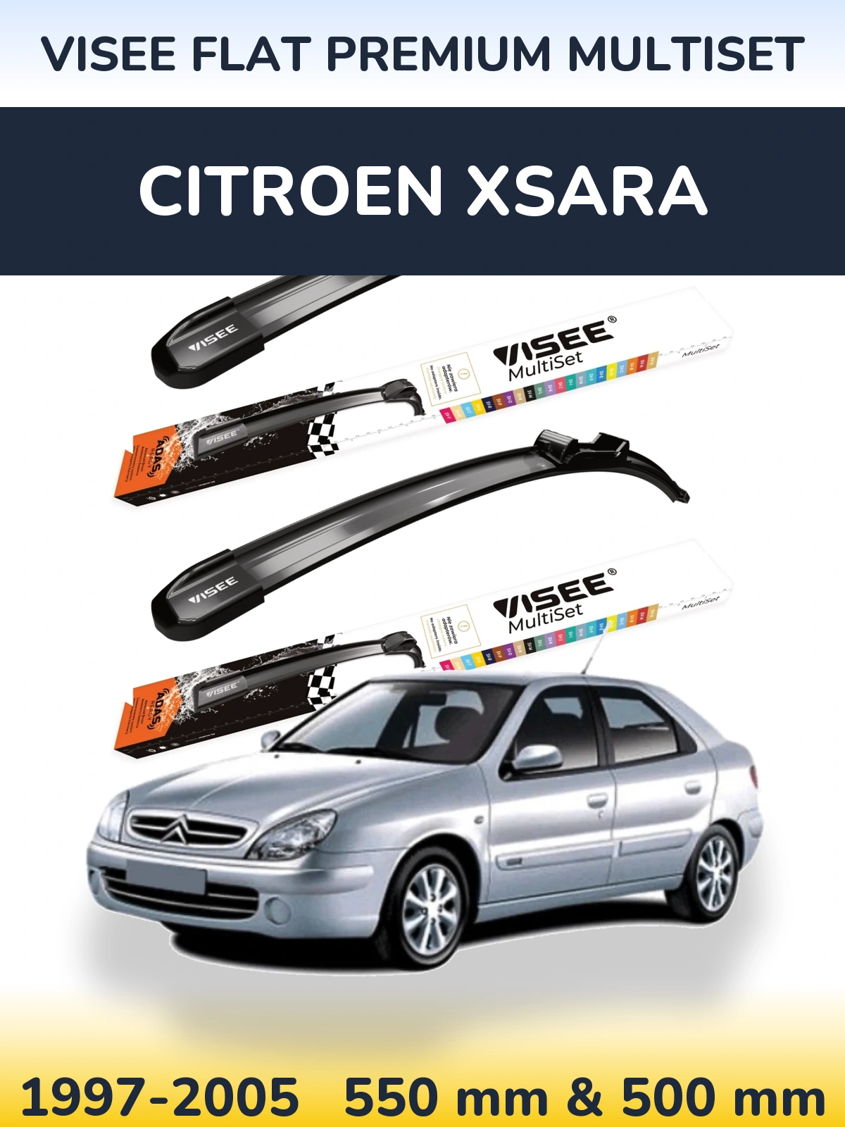 Ștergătoare VISEE FLAT PREMIUM MultiSet pentru Citroen Xsara