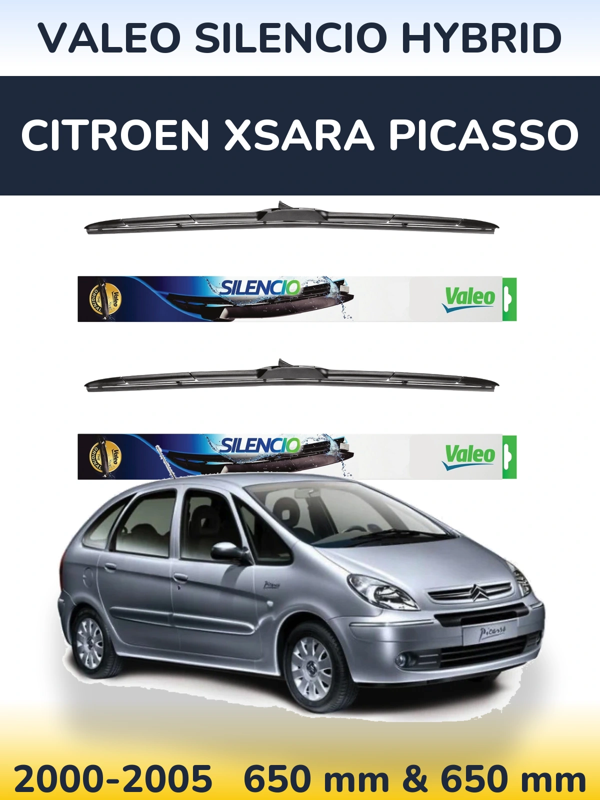 Ștergătoare Valeo Silencio Hybrid pentru Citroen Xsara Picasso