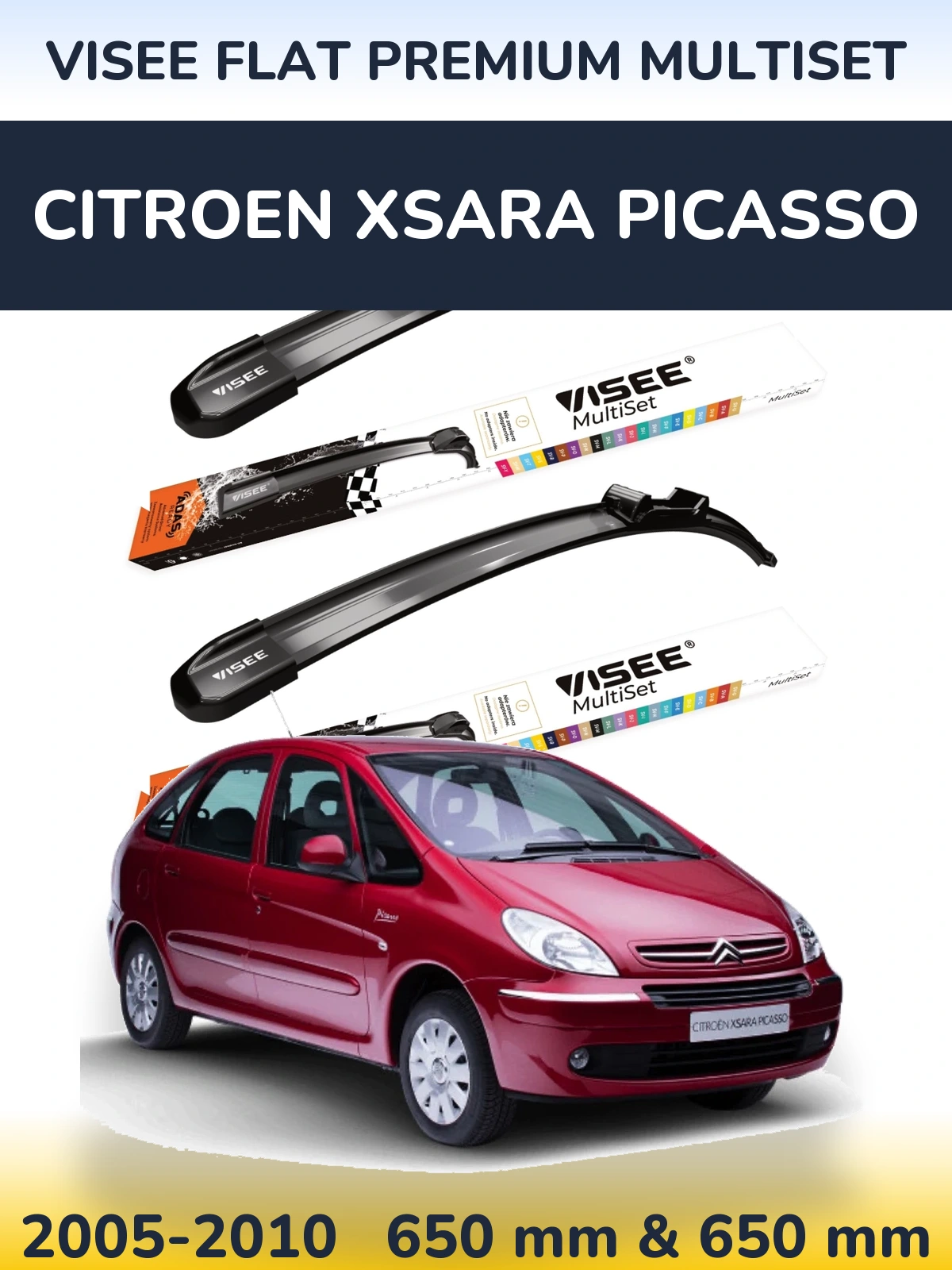 Ștergătoare VISEE FLAT PREMIUM MultiSet pentru Citroen Xsara Picasso