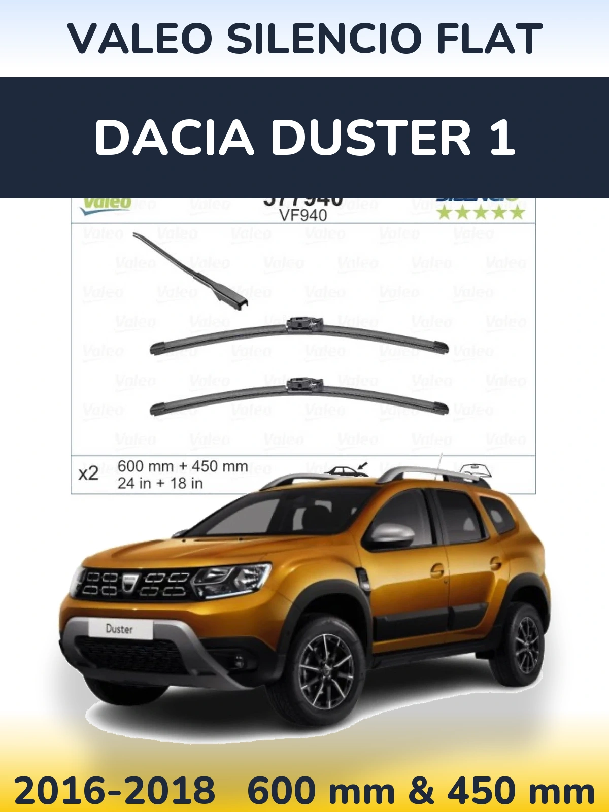 Ștergătoare Valeo Silencio Flat pentru Dacia Duster 1