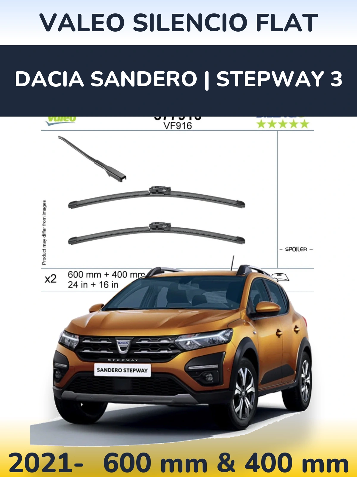 Ștergătoare Valeo Silencio Flat pentru Dacia Sandero | Stepway 3