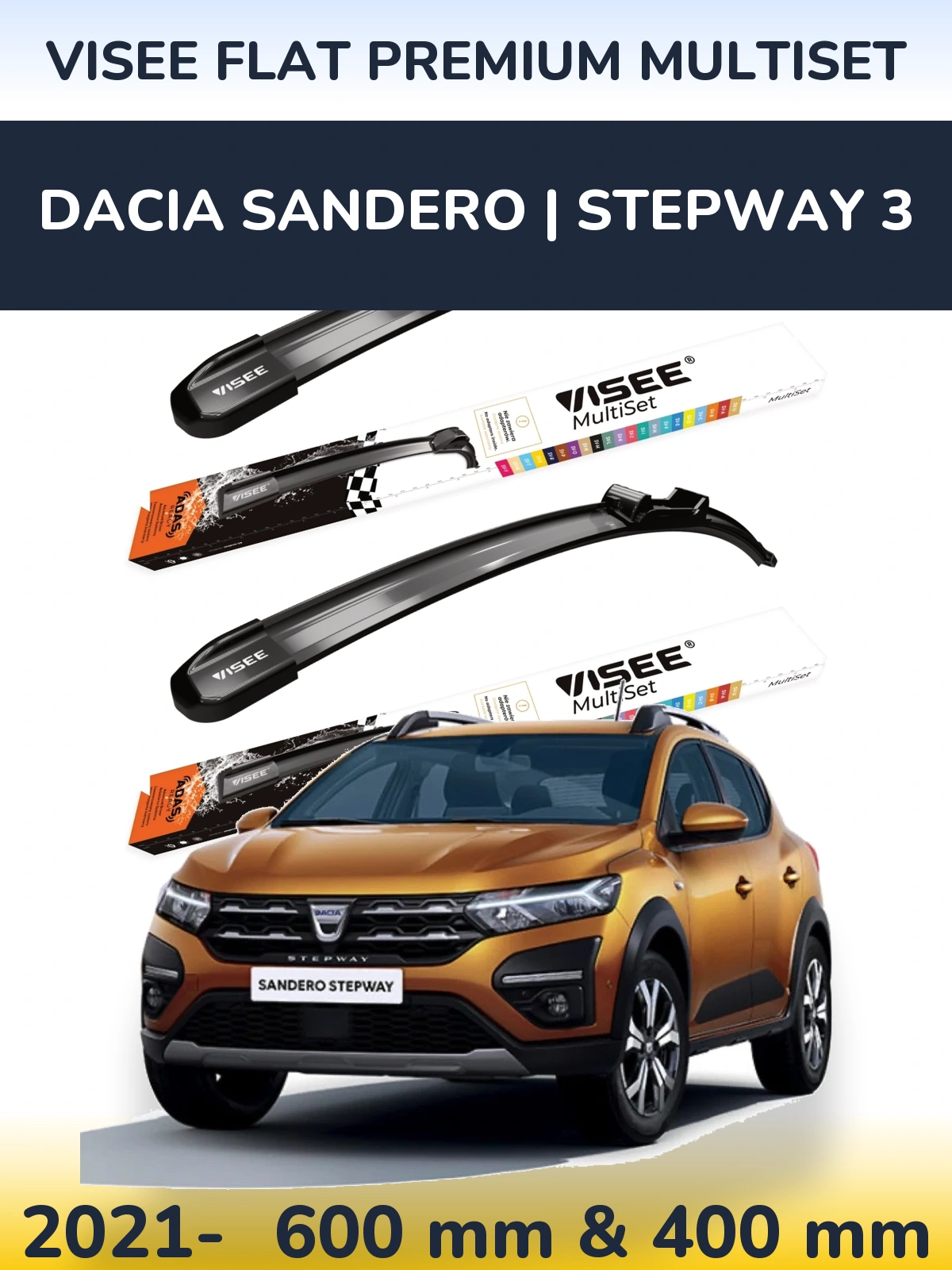 Ștergătoare VISEE FLAT PREMIUM MultiSet pentru Dacia Sandero | Stepway 3