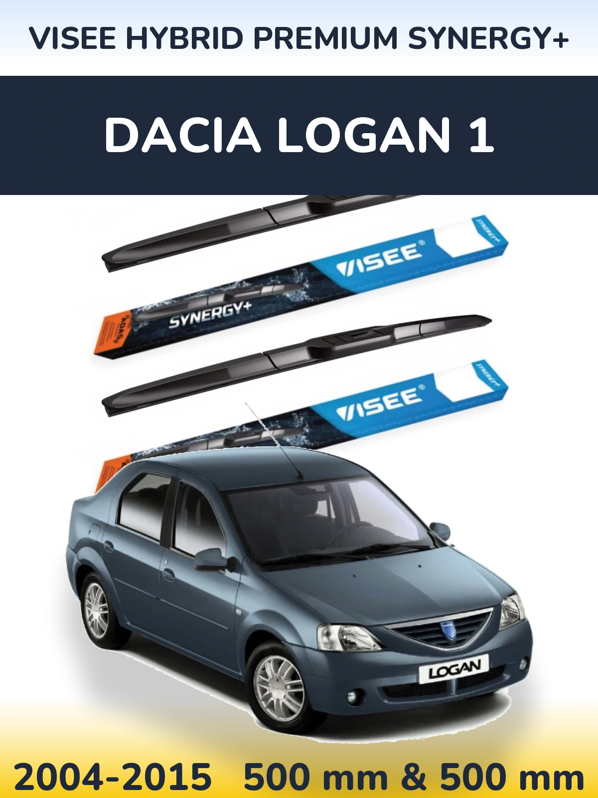 Комплект передних дворников VISEE HYBRID PREMIUM SYNERGY+ 500 & 500 мм для Dacia Logan 1 2004-2015