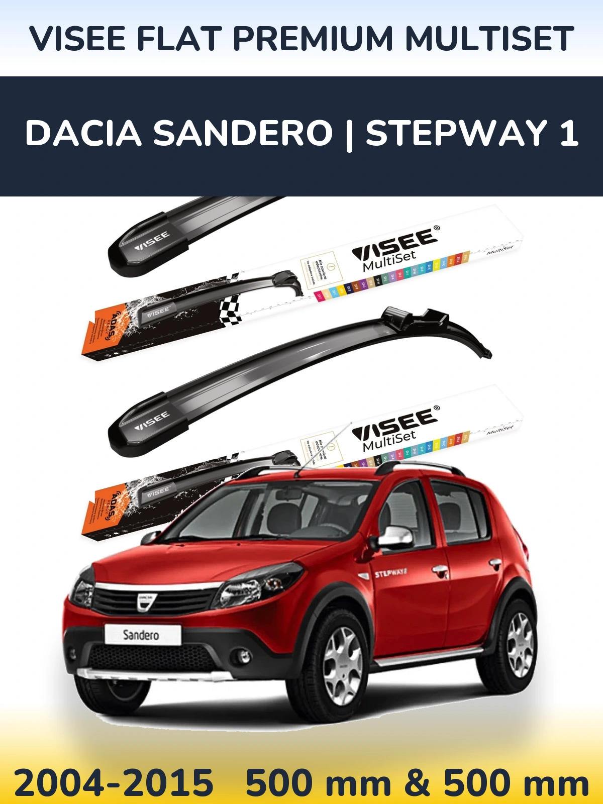 Ștergătoare VISEE FLAT PREMIUM MultiSet pentru Dacia Sandero | Stepway 1