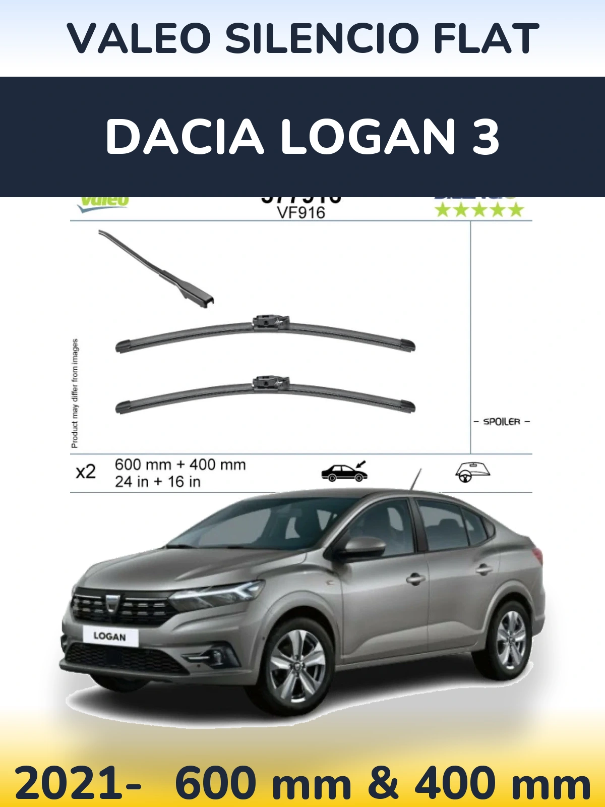 Ștergătoare Valeo Silencio Flat pentru Dacia Logan 3